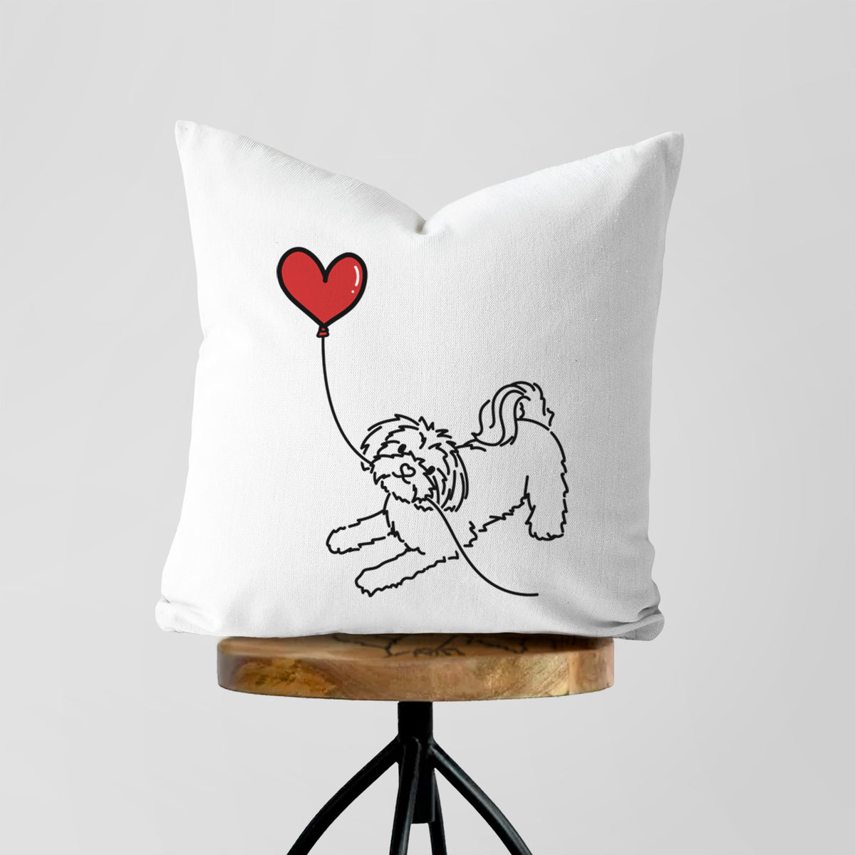 Maltese Heart String - Throw Pillow Cover