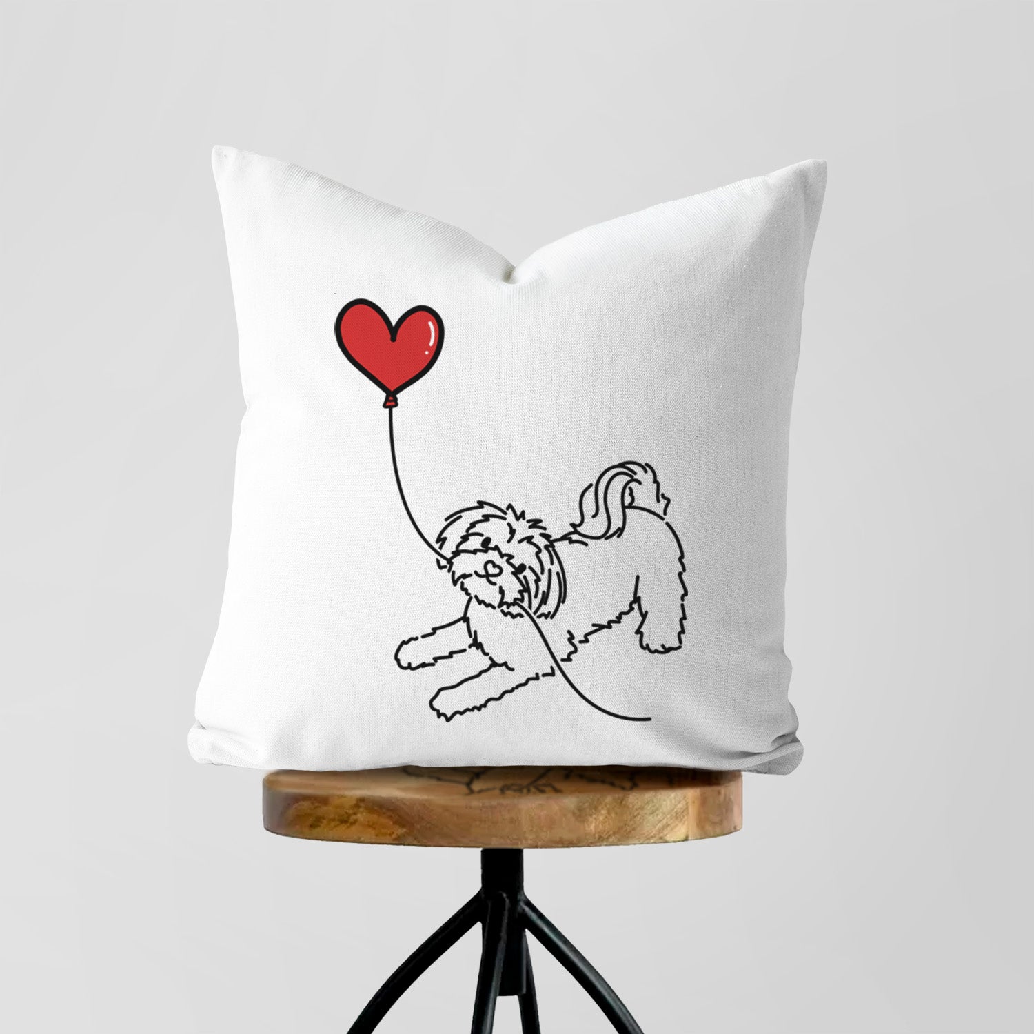 Maltese Heart String - Throw Pillow Cover