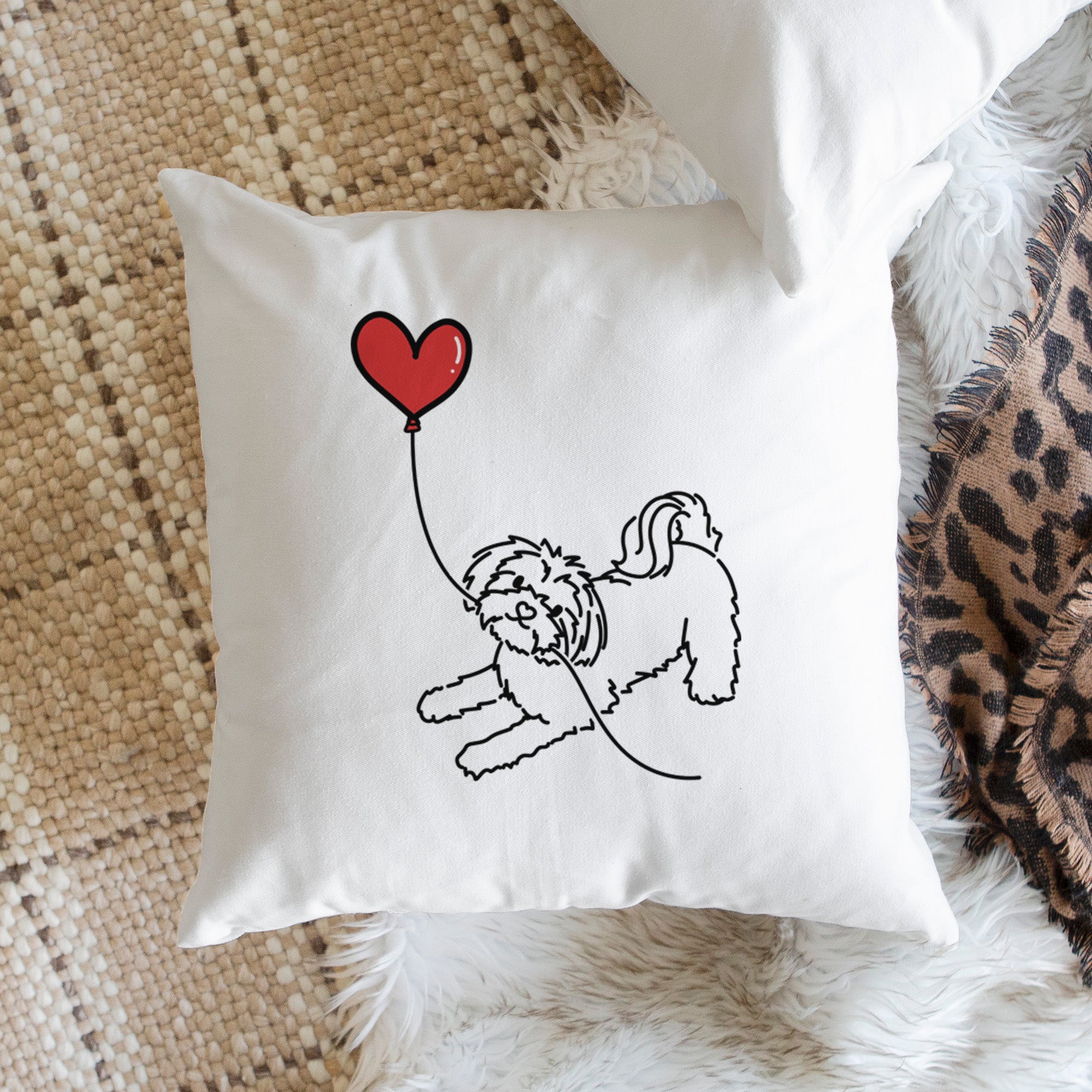 Maltese Heart String - Throw Pillow Cover