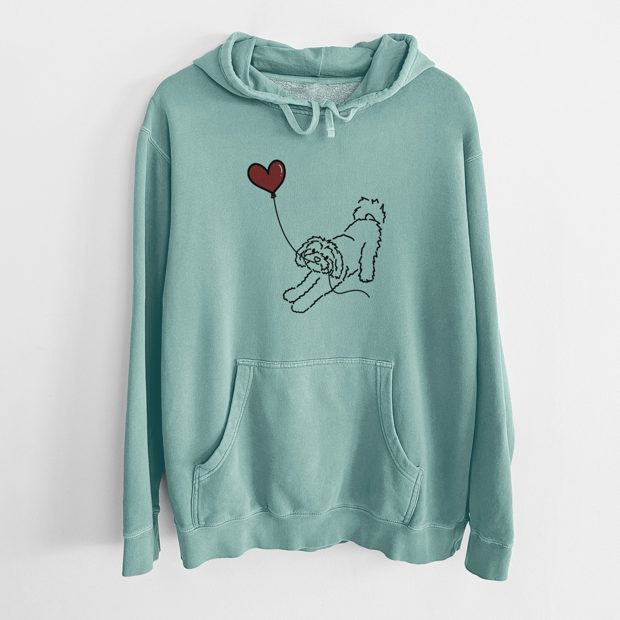 Maltipoo Heart String - Unisex Pigment Dyed Hoodie