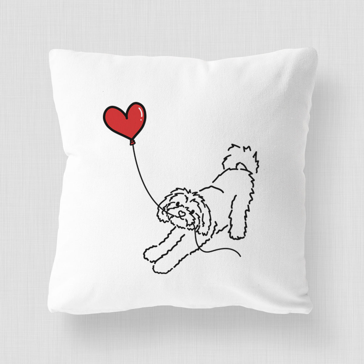 Maltipoo Heart String - Throw Pillow Cover
