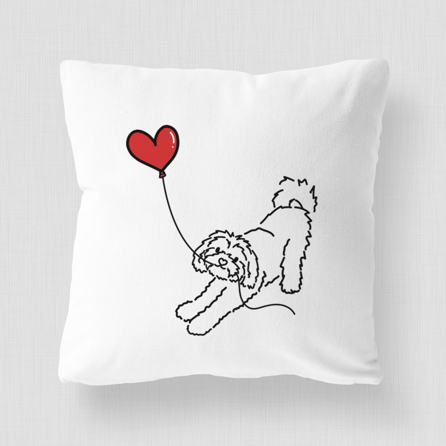 Maltipoo Heart String - Throw Pillow Cover