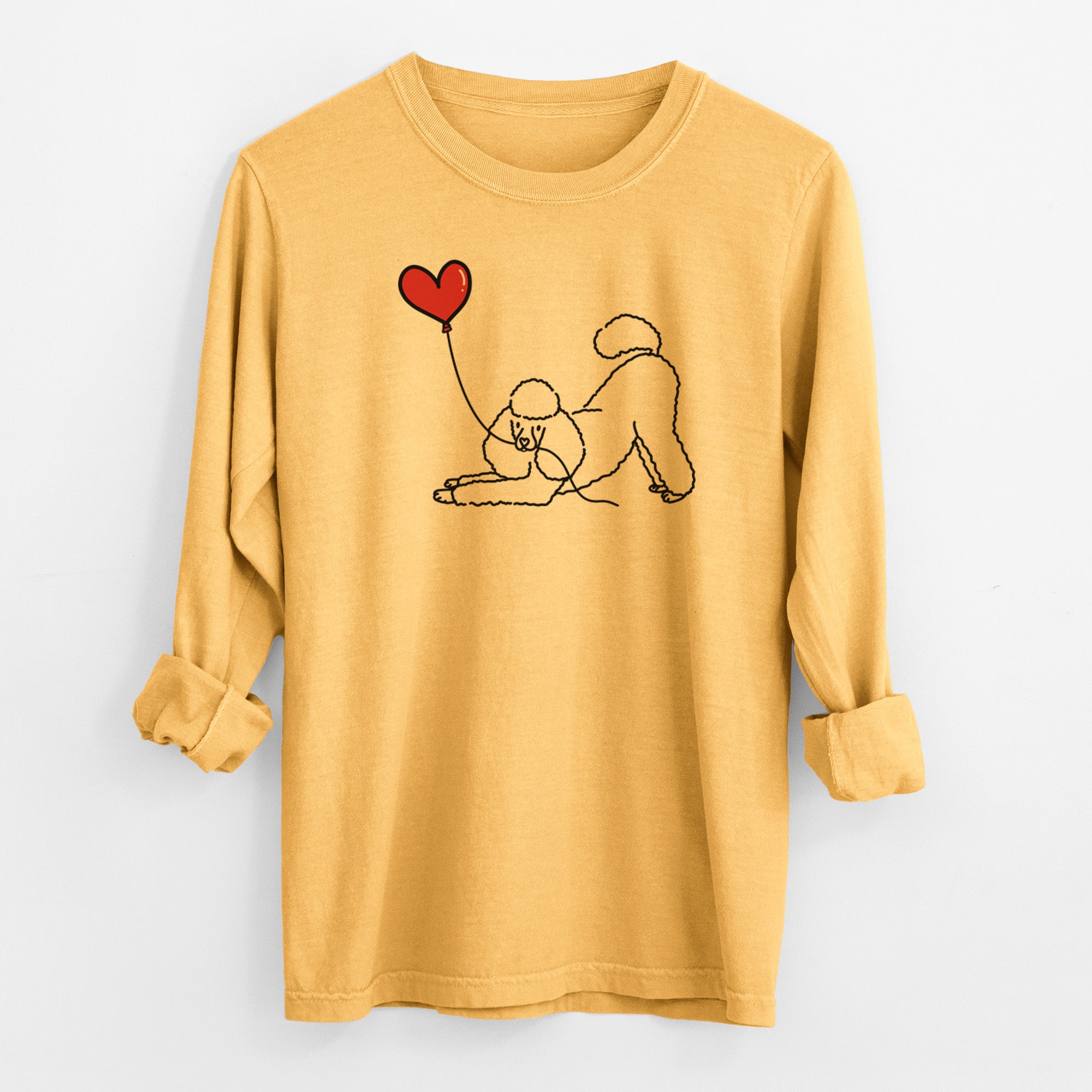 Mini Poodle Heart String - Men's Heavyweight 100% Cotton Long Sleeve