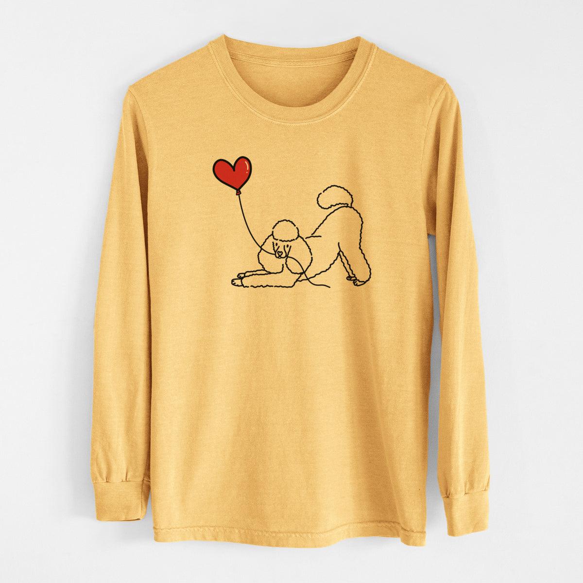 Mini Poodle Heart String - Men&#39;s Heavyweight 100% Cotton Long Sleeve