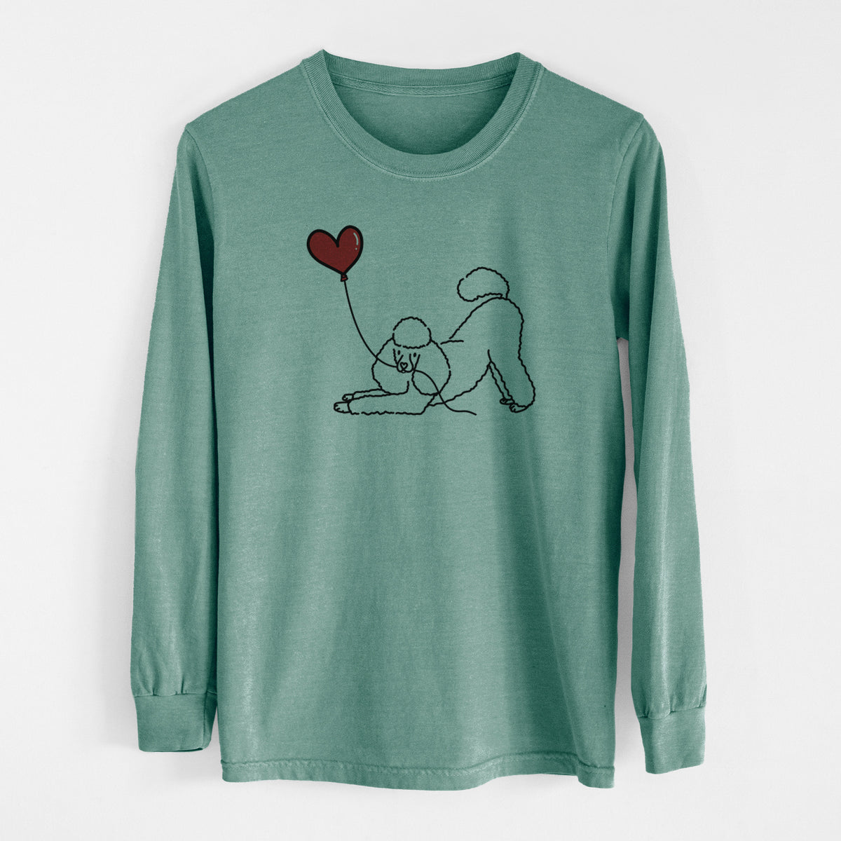 Mini Poodle Heart String - Men's Heavyweight 100% Cotton Long Sleeve