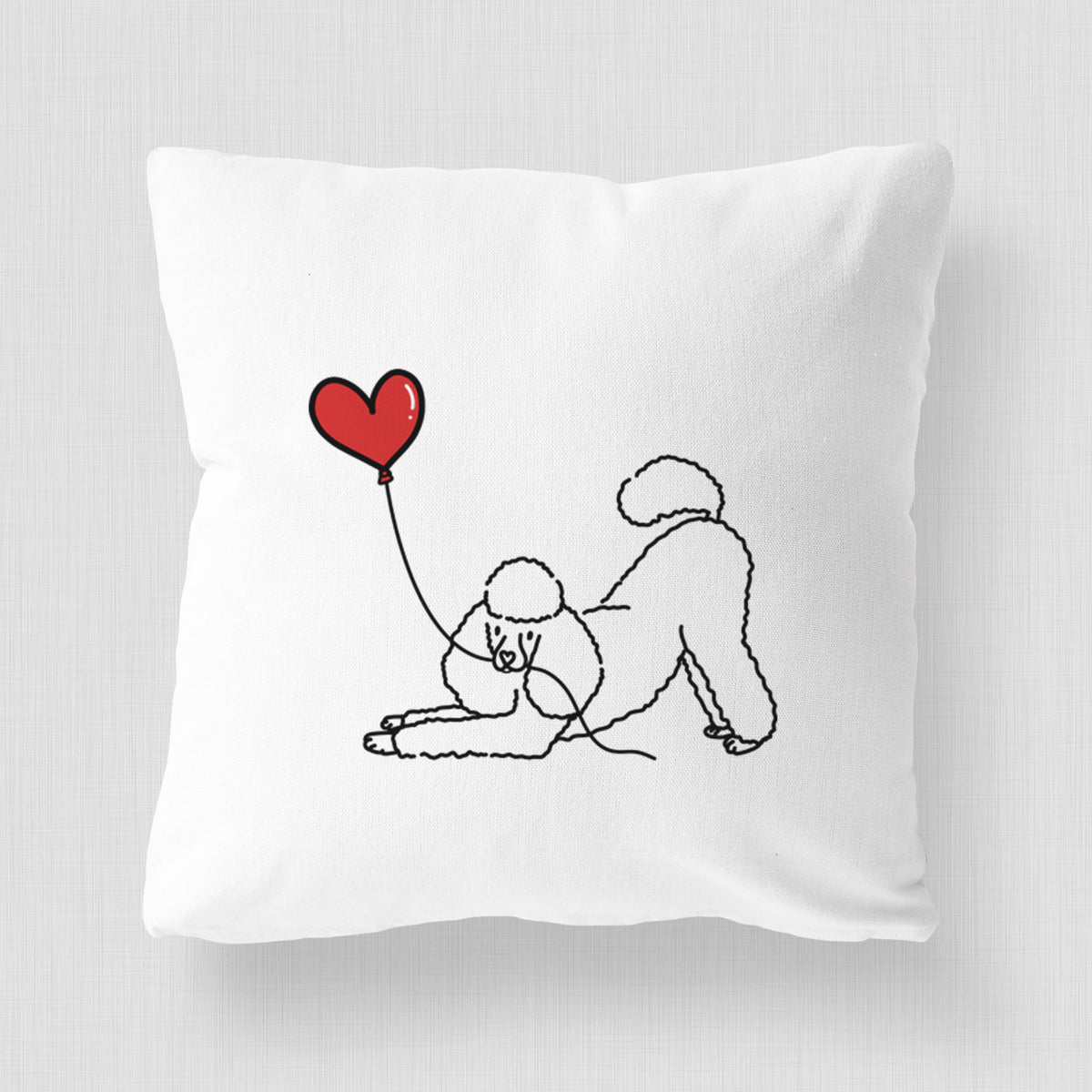Mini Poodle Heart String - Throw Pillow Cover