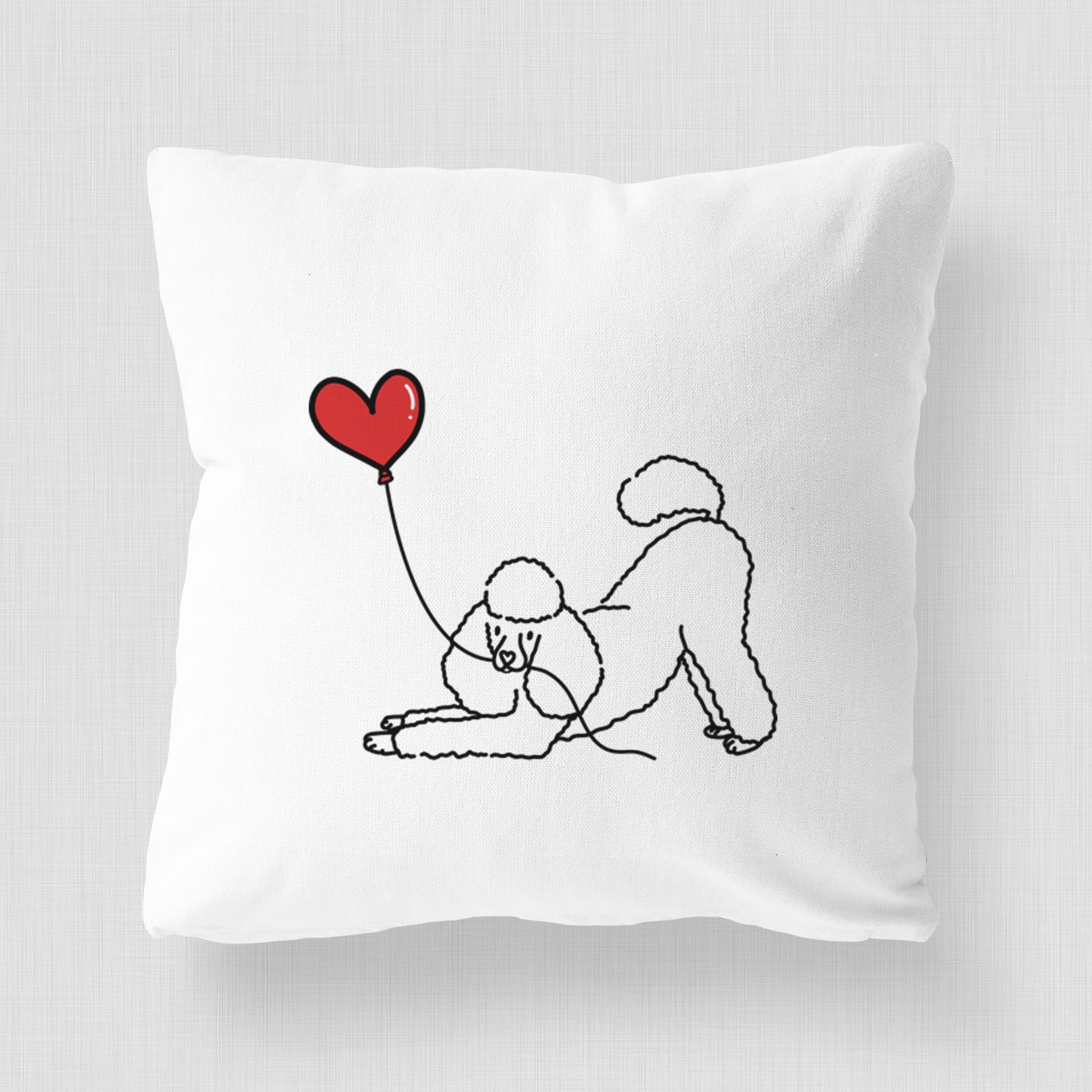 Mini Poodle Heart String - Throw Pillow Cover
