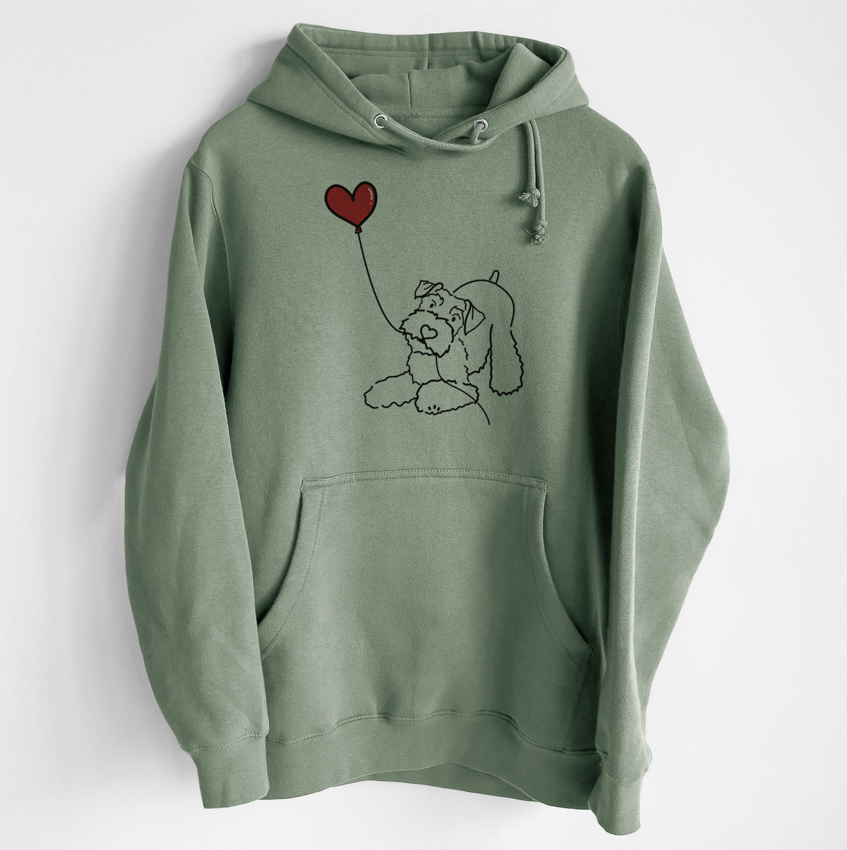 Mini Schnauzer Heart String - Heavyweight Fleece Hoodie