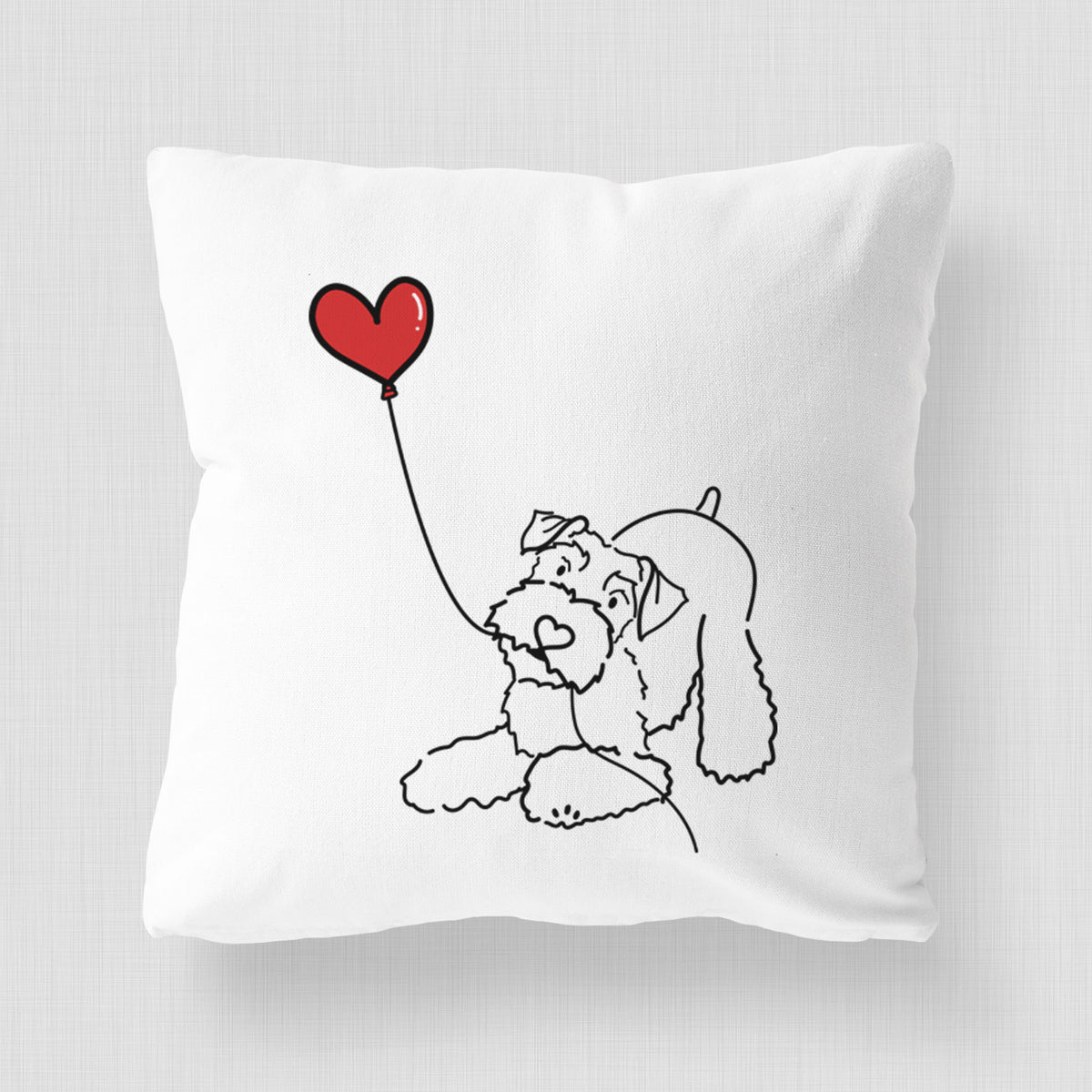 Mini Schnauzer Heart String - Throw Pillow Cover