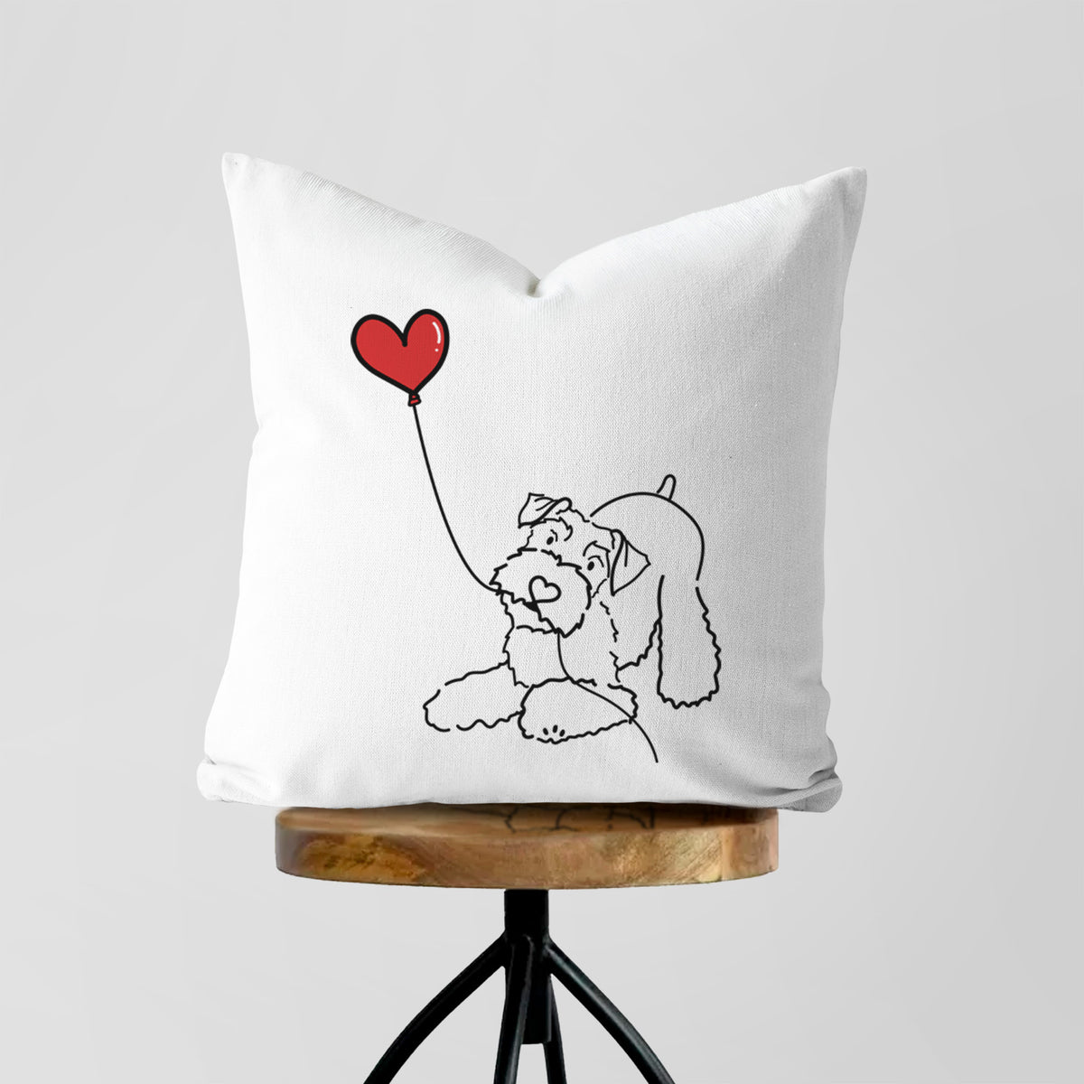 Mini Schnauzer Heart String - Throw Pillow Cover