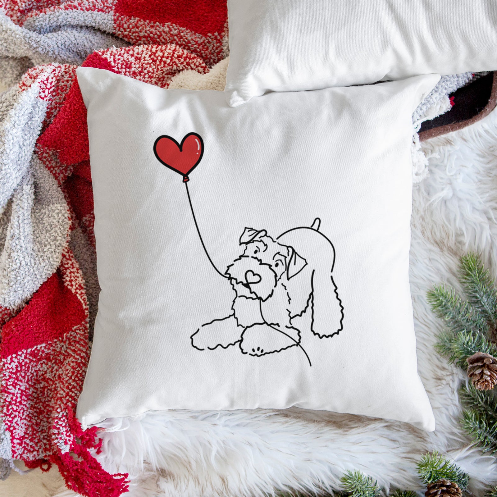 Mini Schnauzer Heart String - Throw Pillow Cover