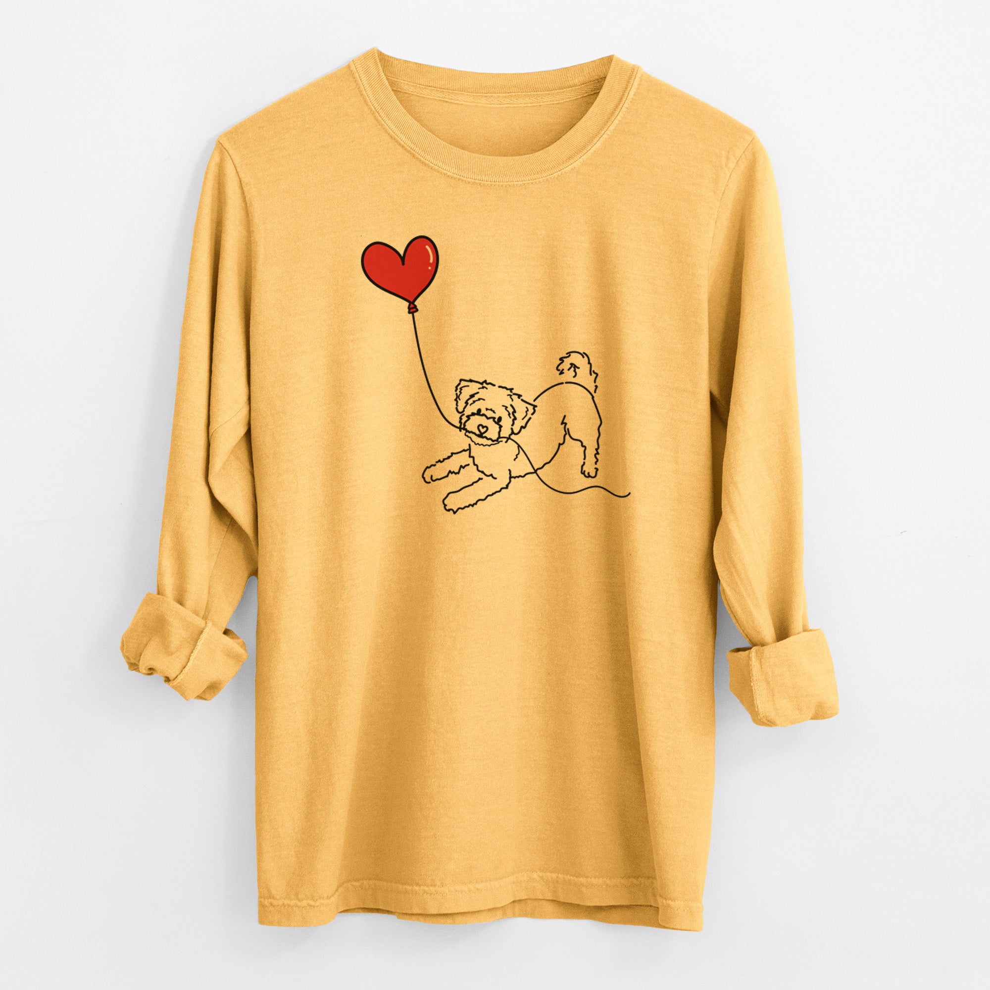 Morkie Heart String - Men's Heavyweight 100% Cotton Long Sleeve