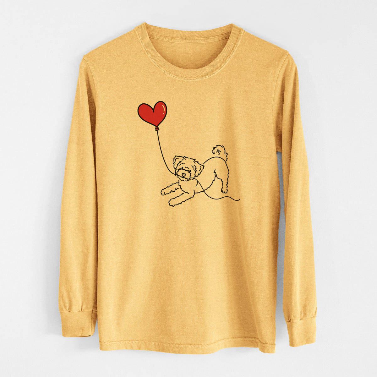 Morkie Heart String - Men&#39;s Heavyweight 100% Cotton Long Sleeve