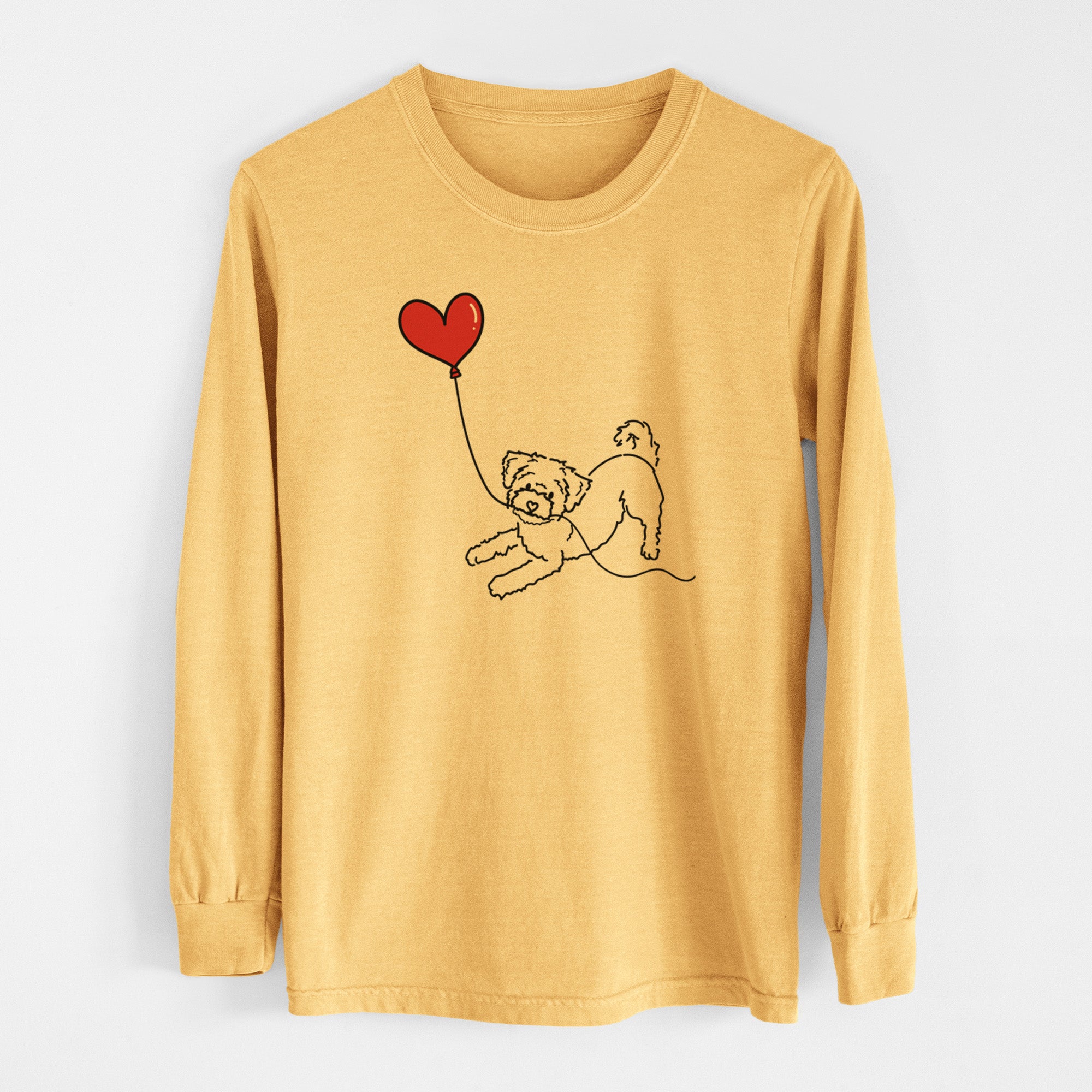 Morkie Heart String - Men's Heavyweight 100% Cotton Long Sleeve