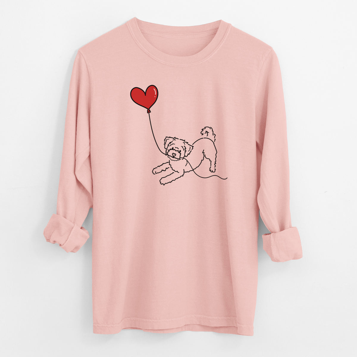 Morkie Heart String - Men's Heavyweight 100% Cotton Long Sleeve