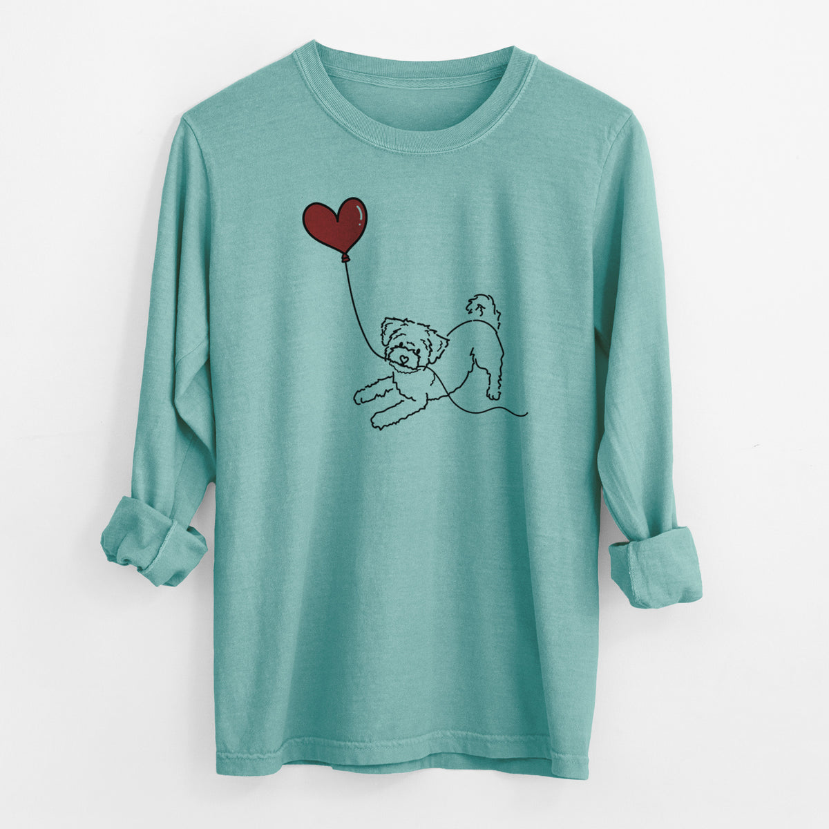 Morkie Heart String - Men's Heavyweight 100% Cotton Long Sleeve