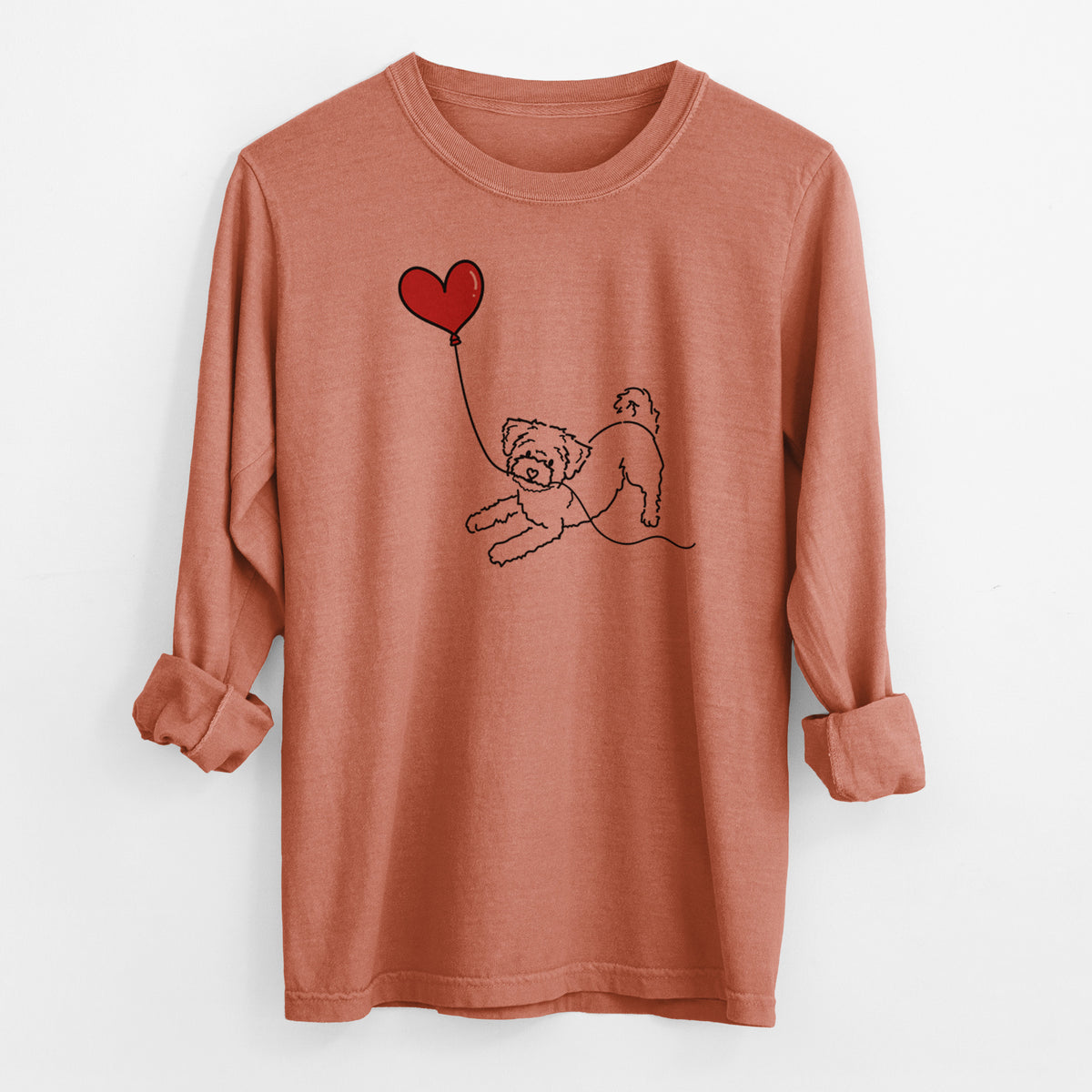 Morkie Heart String - Men's Heavyweight 100% Cotton Long Sleeve