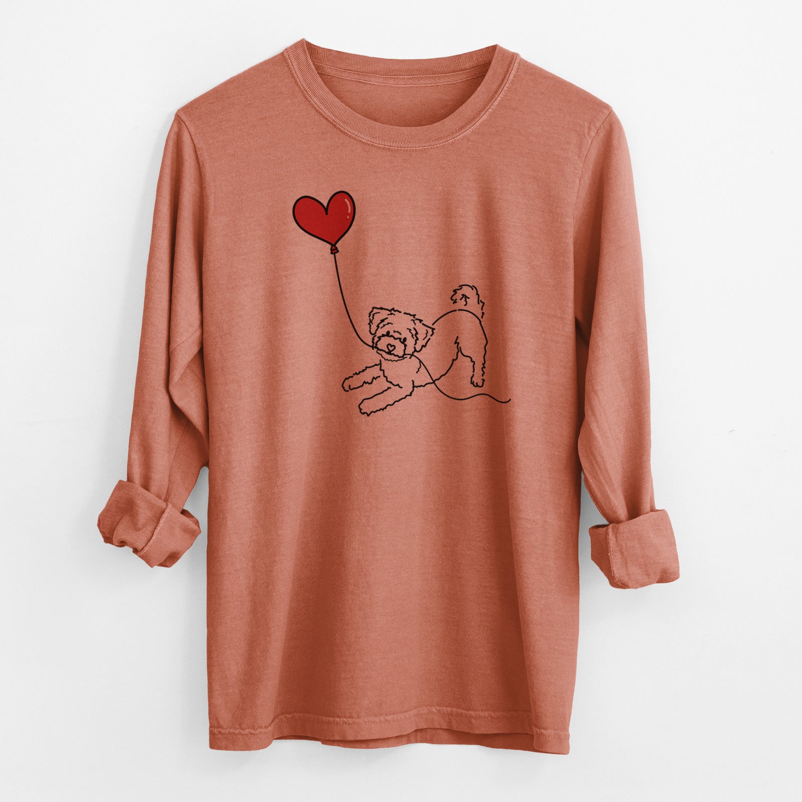 Morkie Heart String - Men's Heavyweight 100% Cotton Long Sleeve