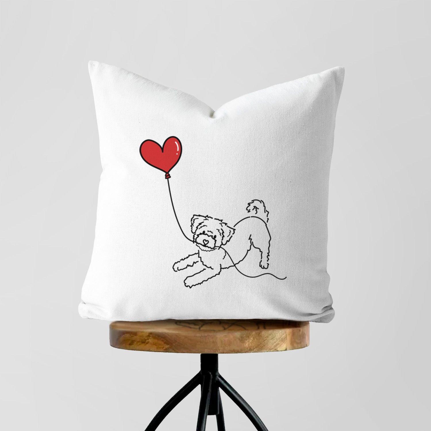 Morkie Heart String - Throw Pillow Cover