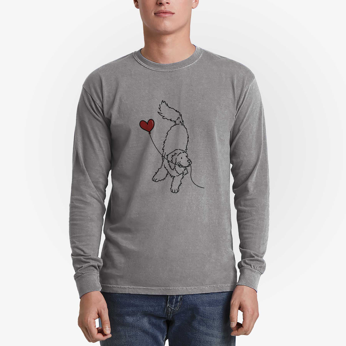Newfoundland Heart String - Men's Heavyweight 100% Cotton Long Sleeve