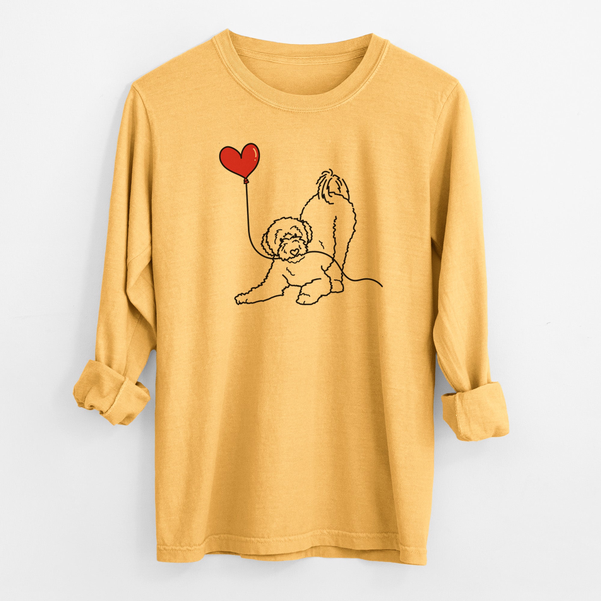 Portuguese Water Dog Heart String - Men's Heavyweight 100% Cotton Long Sleeve