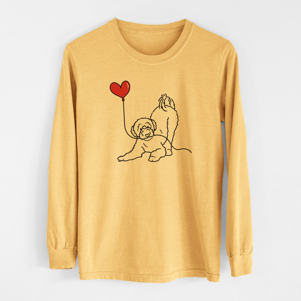 Portuguese Water Dog Heart String - Men&#39;s Heavyweight 100% Cotton Long Sleeve