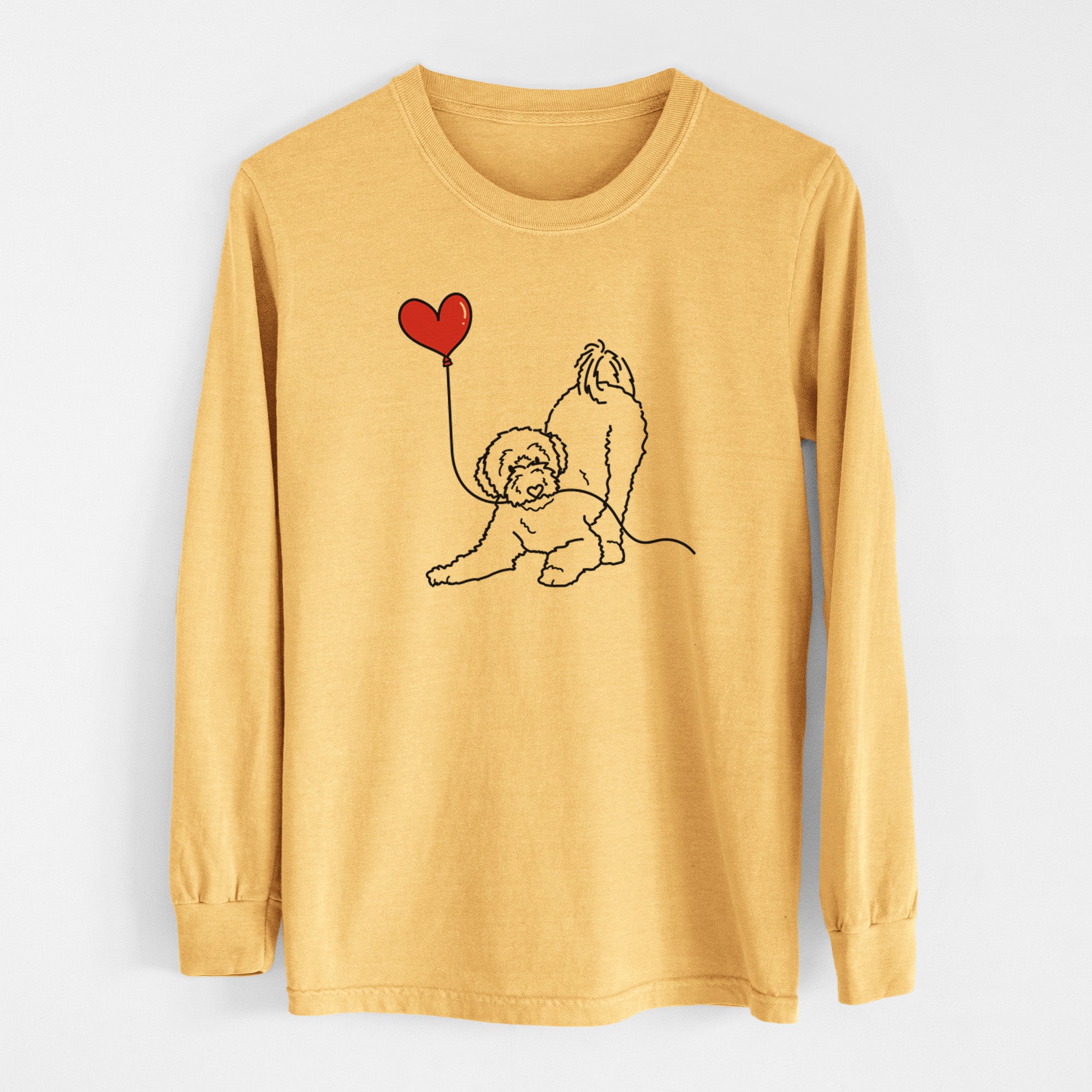 Portuguese Water Dog Heart String - Men's Heavyweight 100% Cotton Long Sleeve