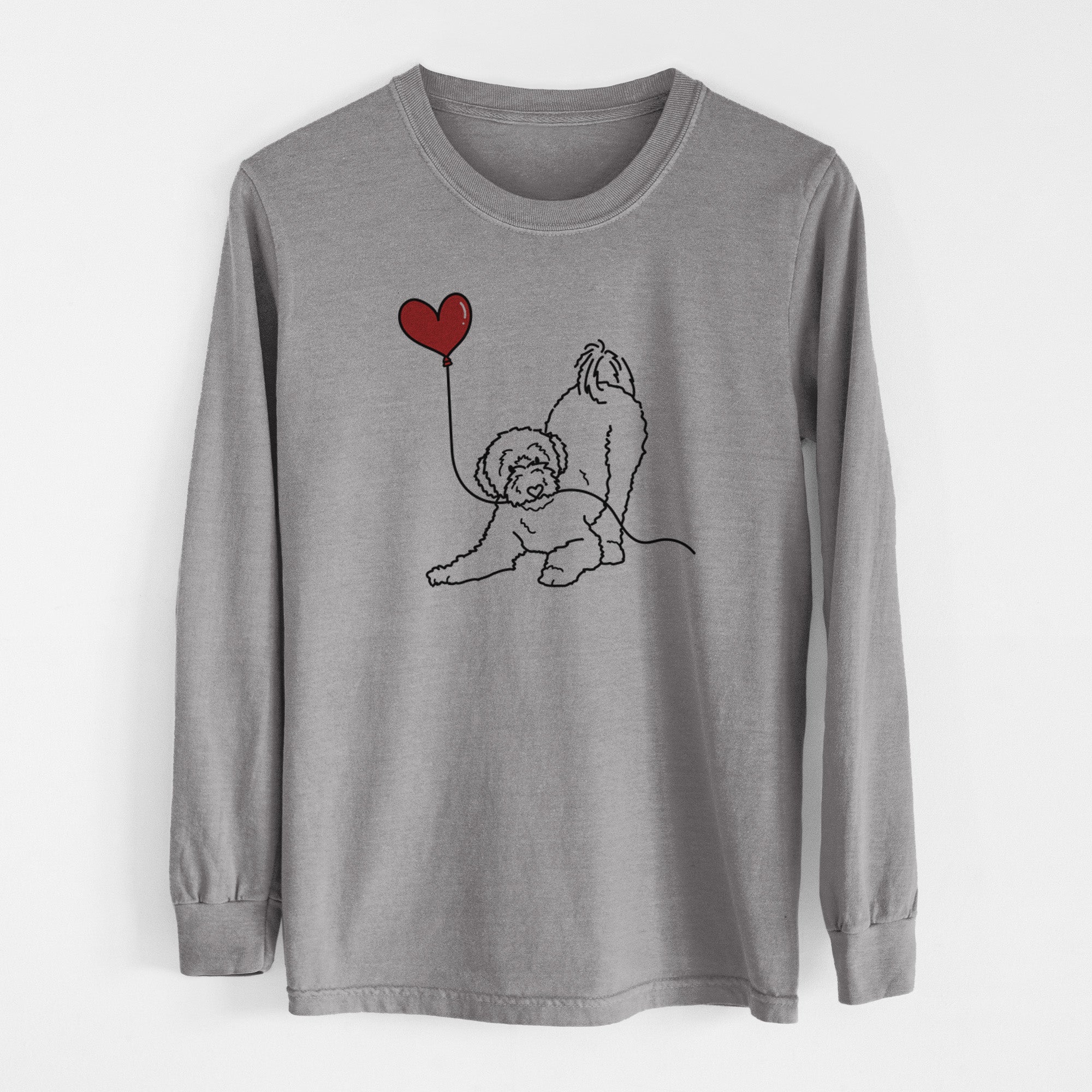 Portuguese Water Dog Heart String - Men's Heavyweight 100% Cotton Long Sleeve