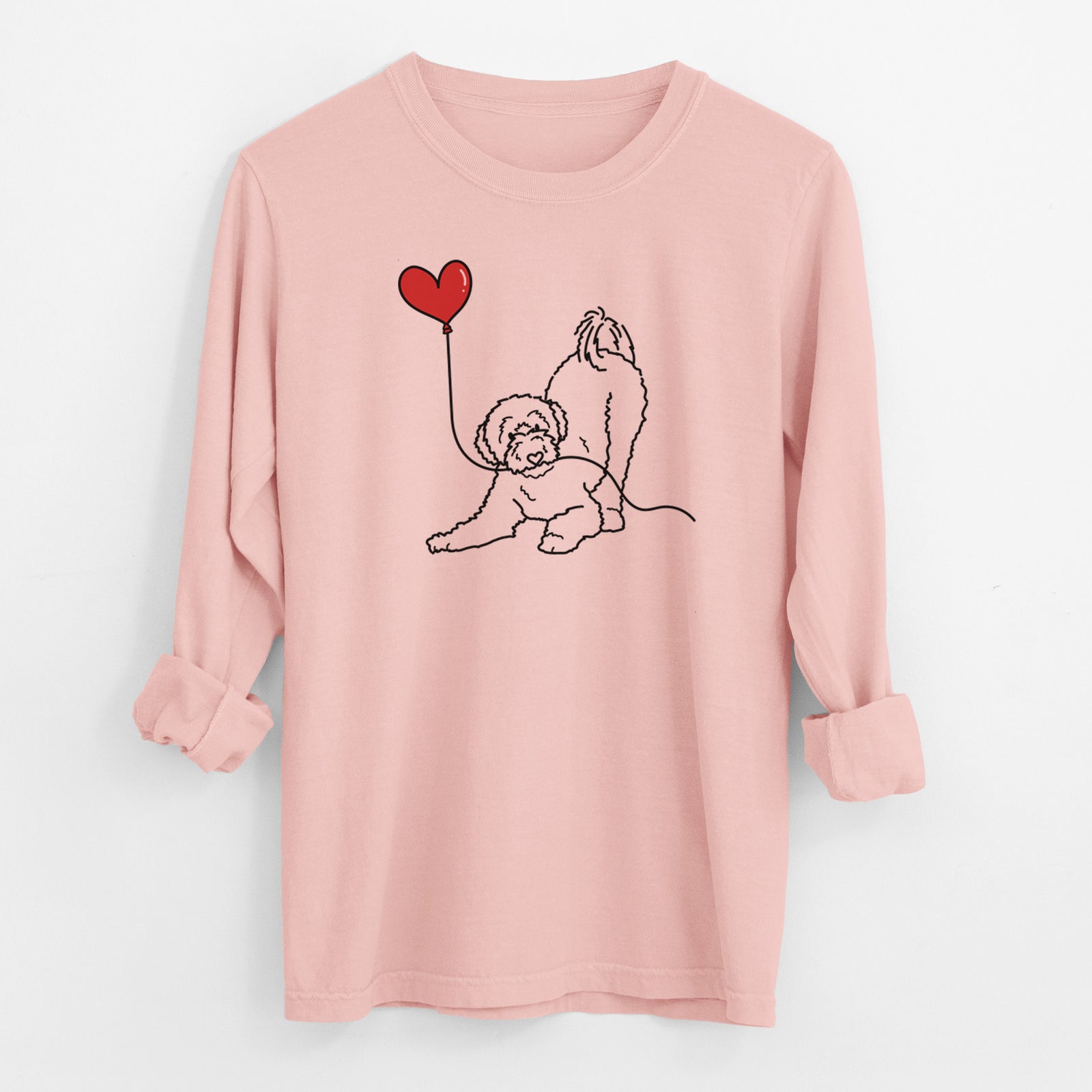 Portuguese Water Dog Heart String - Men's Heavyweight 100% Cotton Long Sleeve