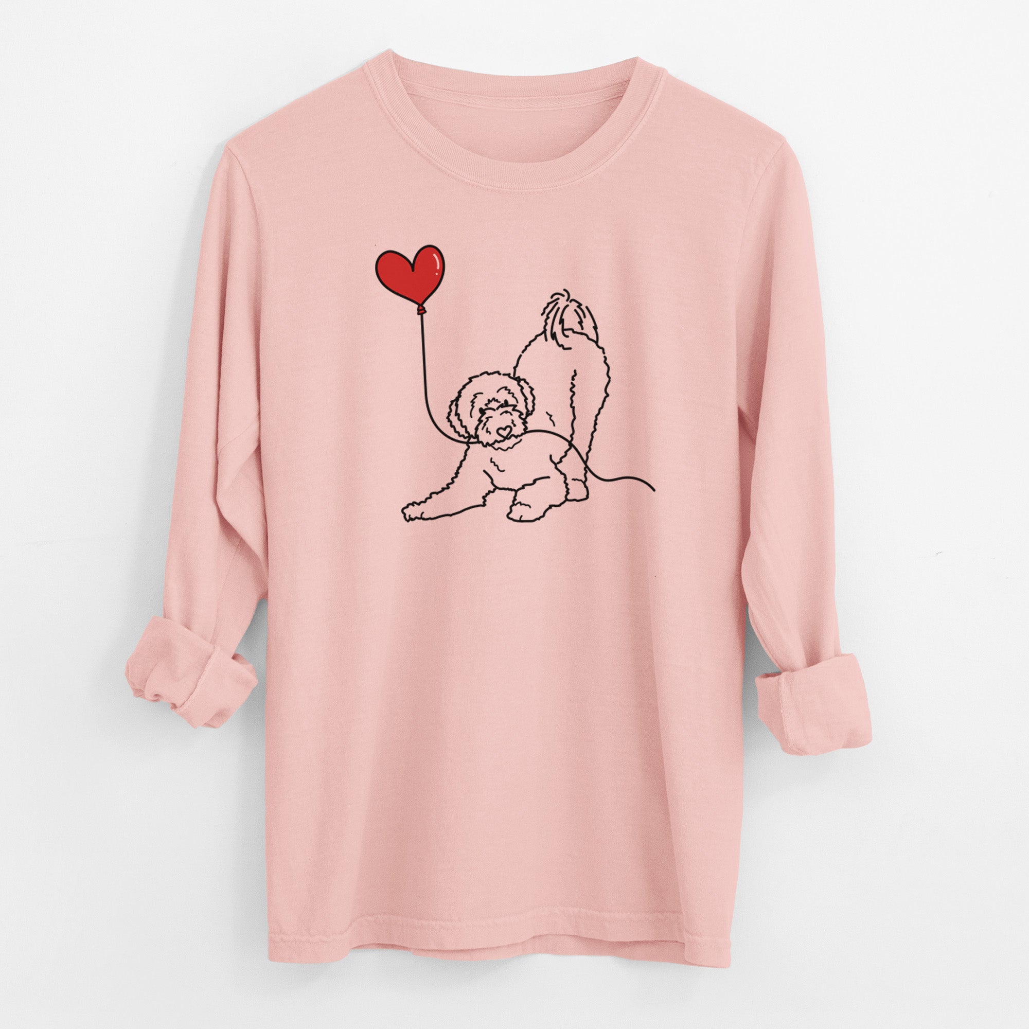 Portuguese Water Dog Heart String - Men's Heavyweight 100% Cotton Long Sleeve