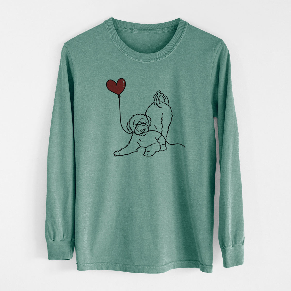 Portuguese Water Dog Heart String - Men's Heavyweight 100% Cotton Long Sleeve