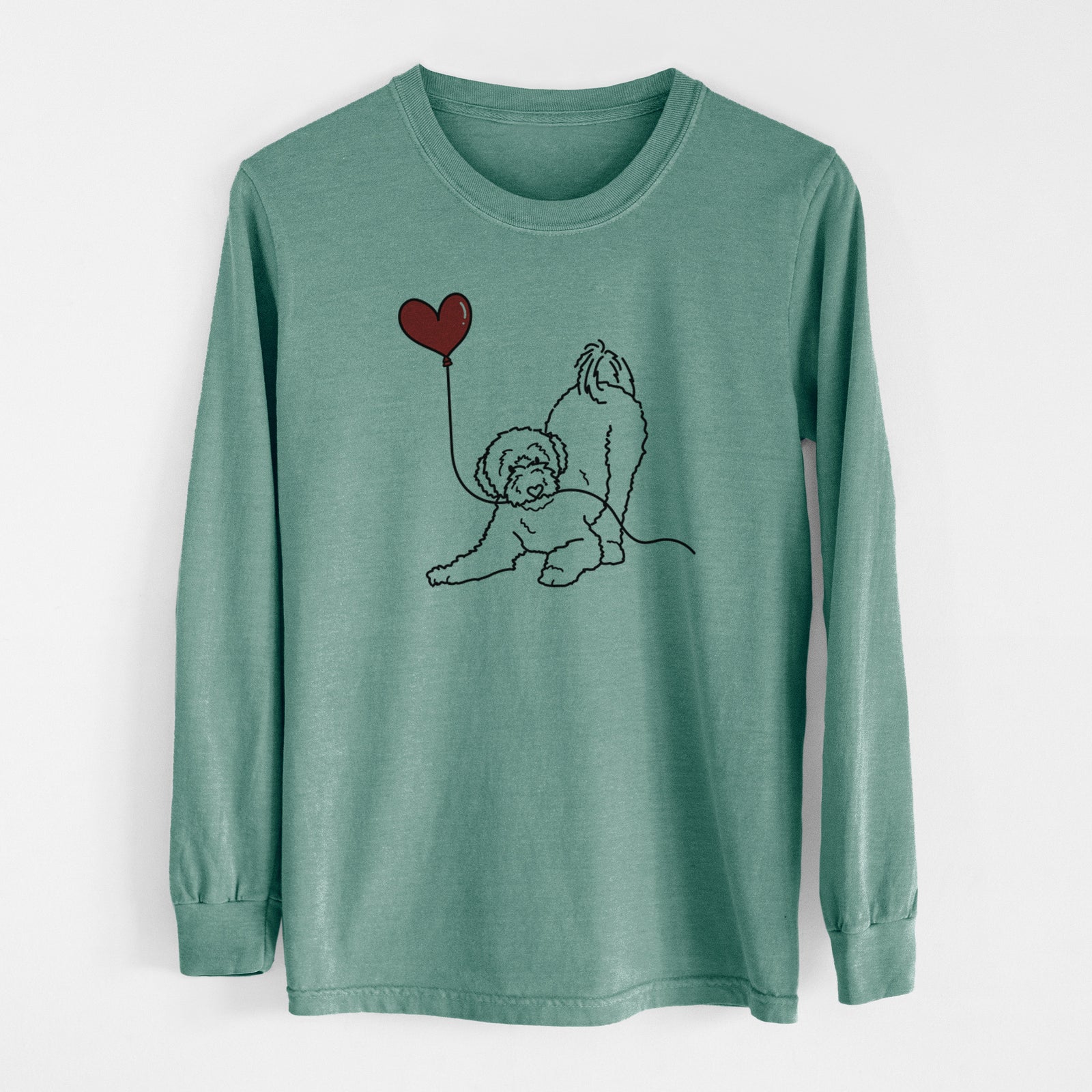 Portuguese Water Dog Heart String - Men's Heavyweight 100% Cotton Long Sleeve