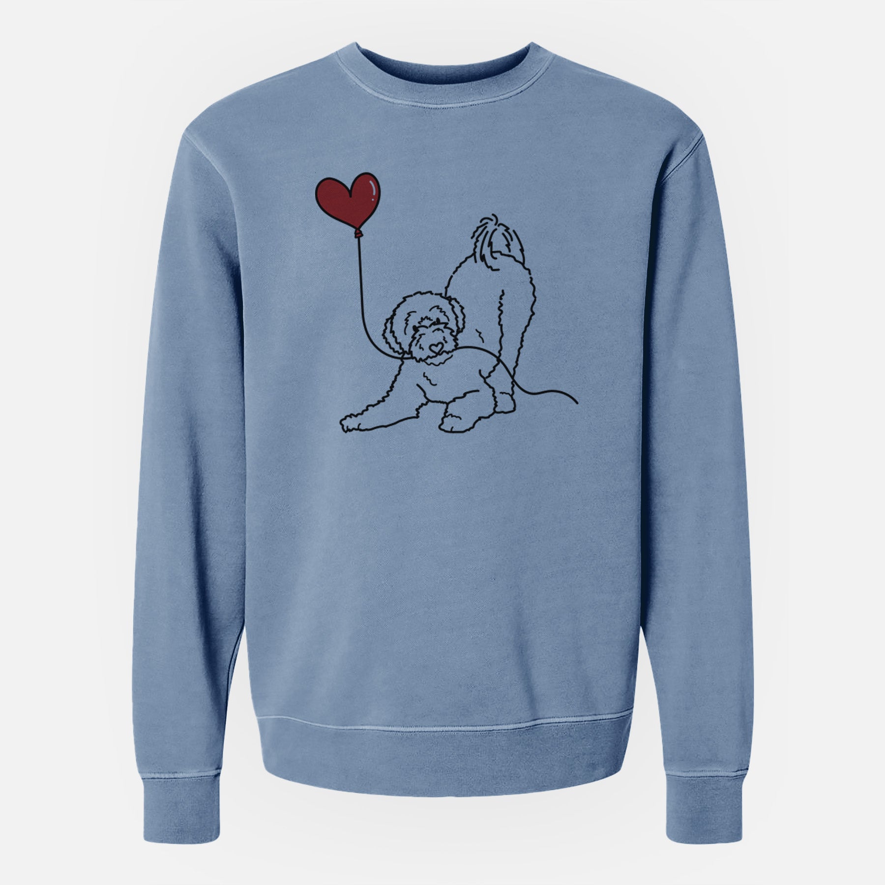 Portuguese Water Dog Heart String - Unisex Pigment Dyed Crew Sweatshirt