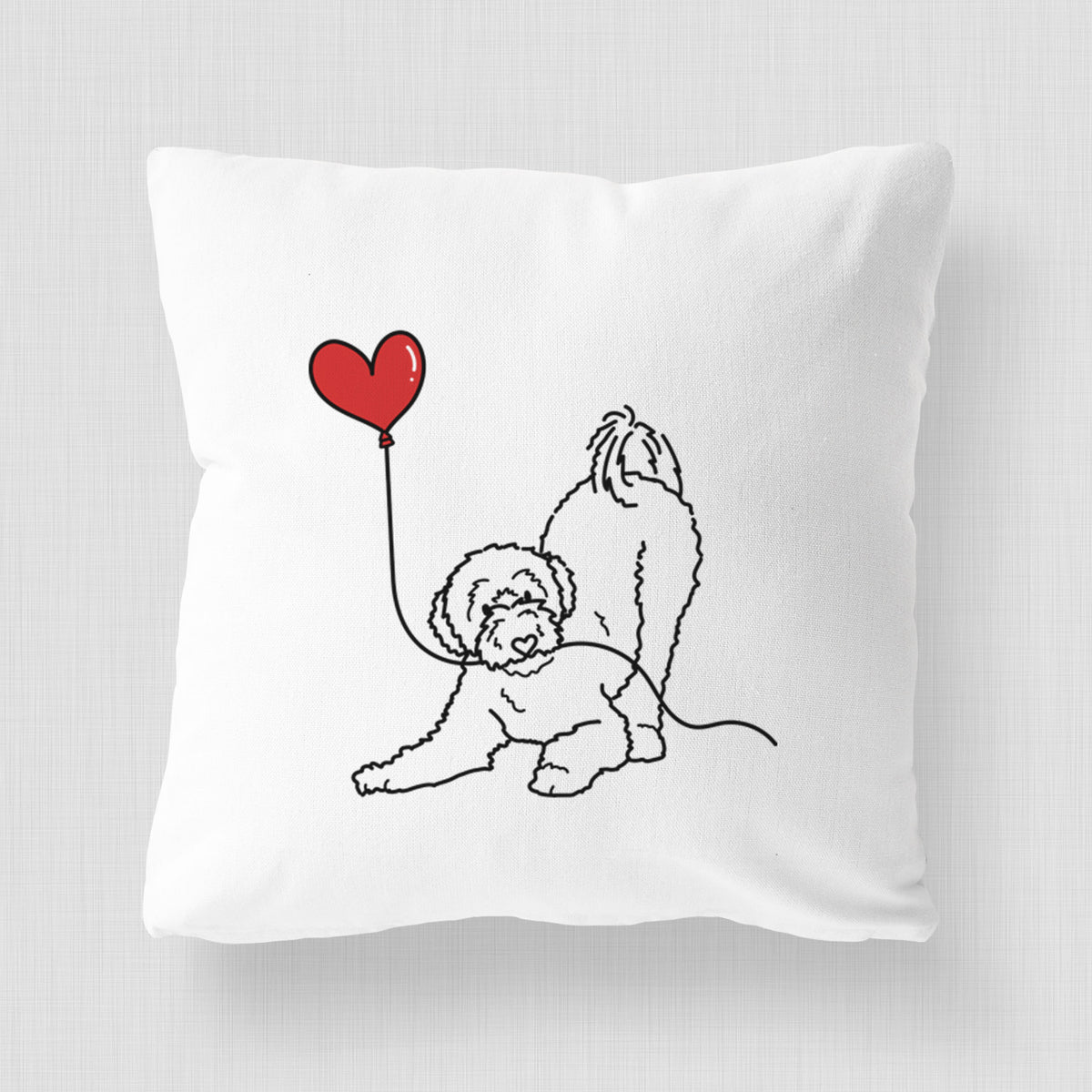 Portuguese Water Dog Heart String - Throw Pillow Cover