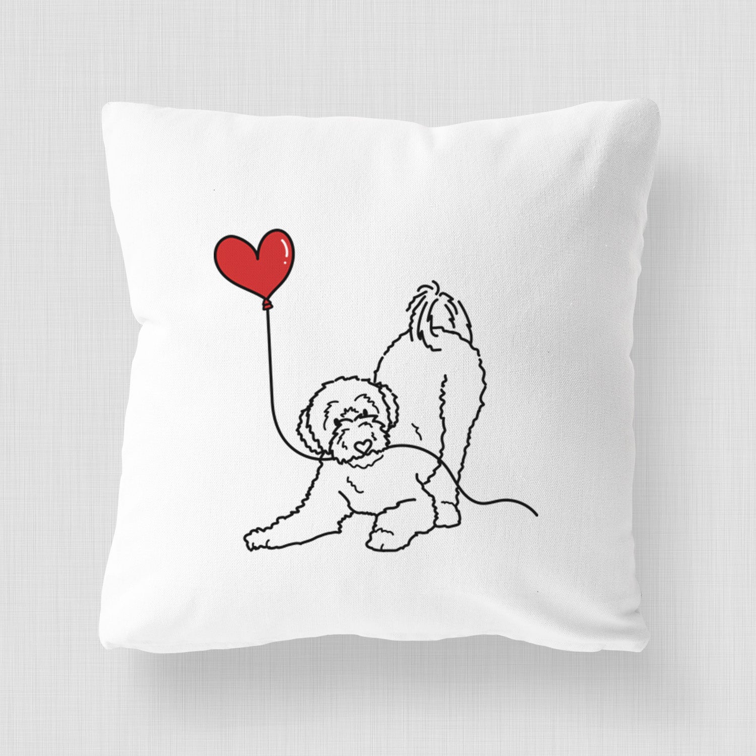 Portuguese Water Dog Heart String - Throw Pillow Cover