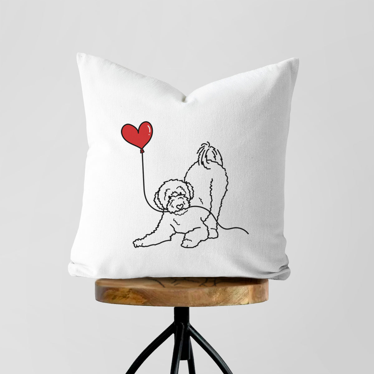 Portuguese Water Dog Heart String - Throw Pillow Cover