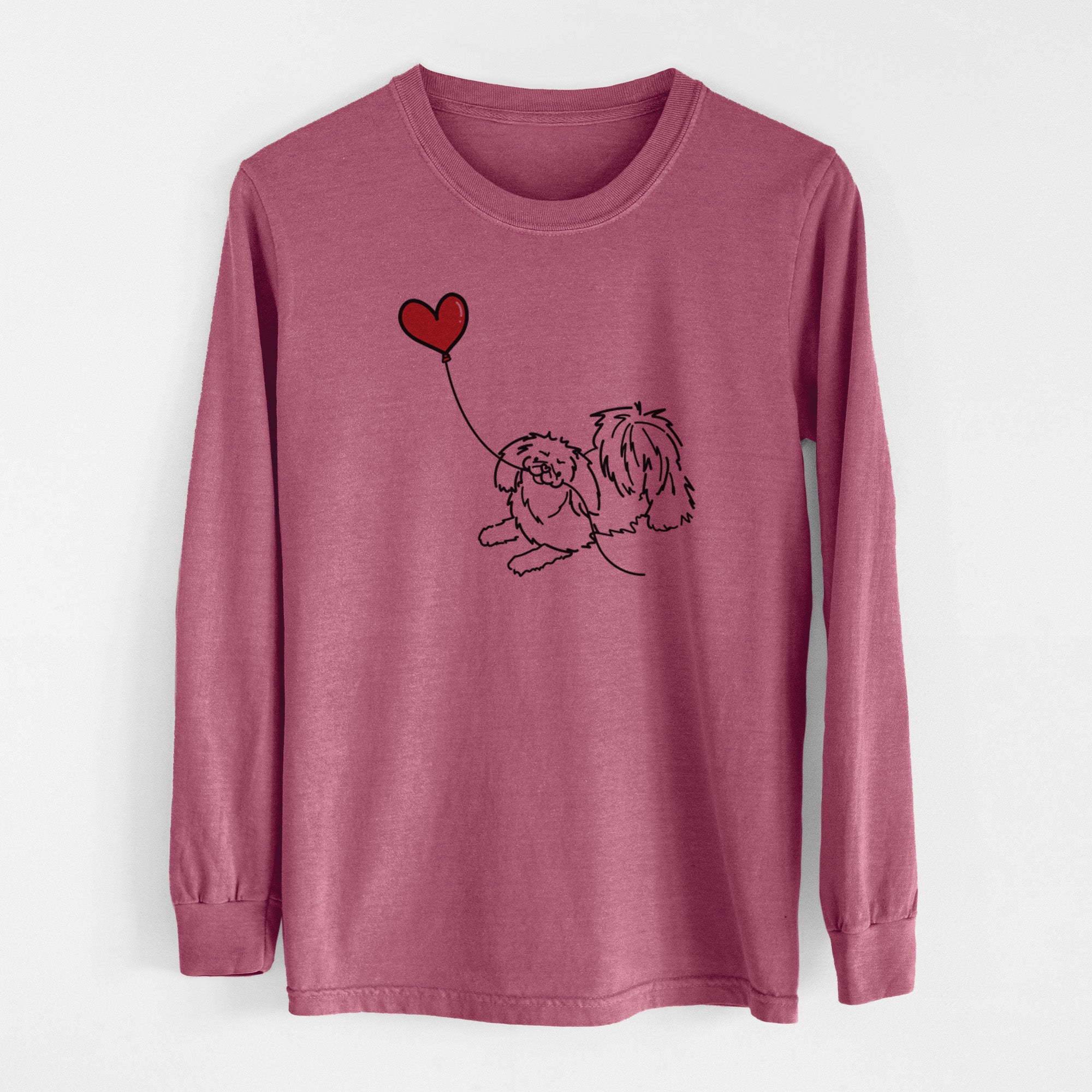 Pekingese Heart String - Men's Heavyweight 100% Cotton Long Sleeve