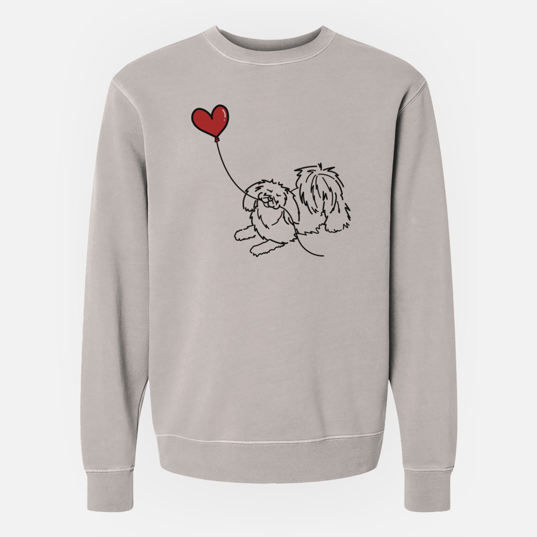 Pekingese Heart String - Unisex Pigment Dyed Crew Sweatshirt