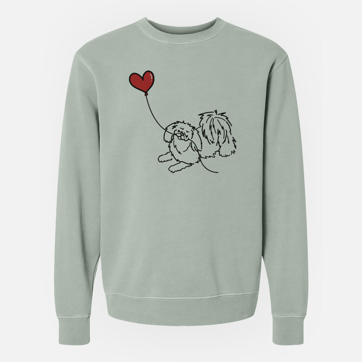 Pekingese Heart String - Unisex Pigment Dyed Crew Sweatshirt