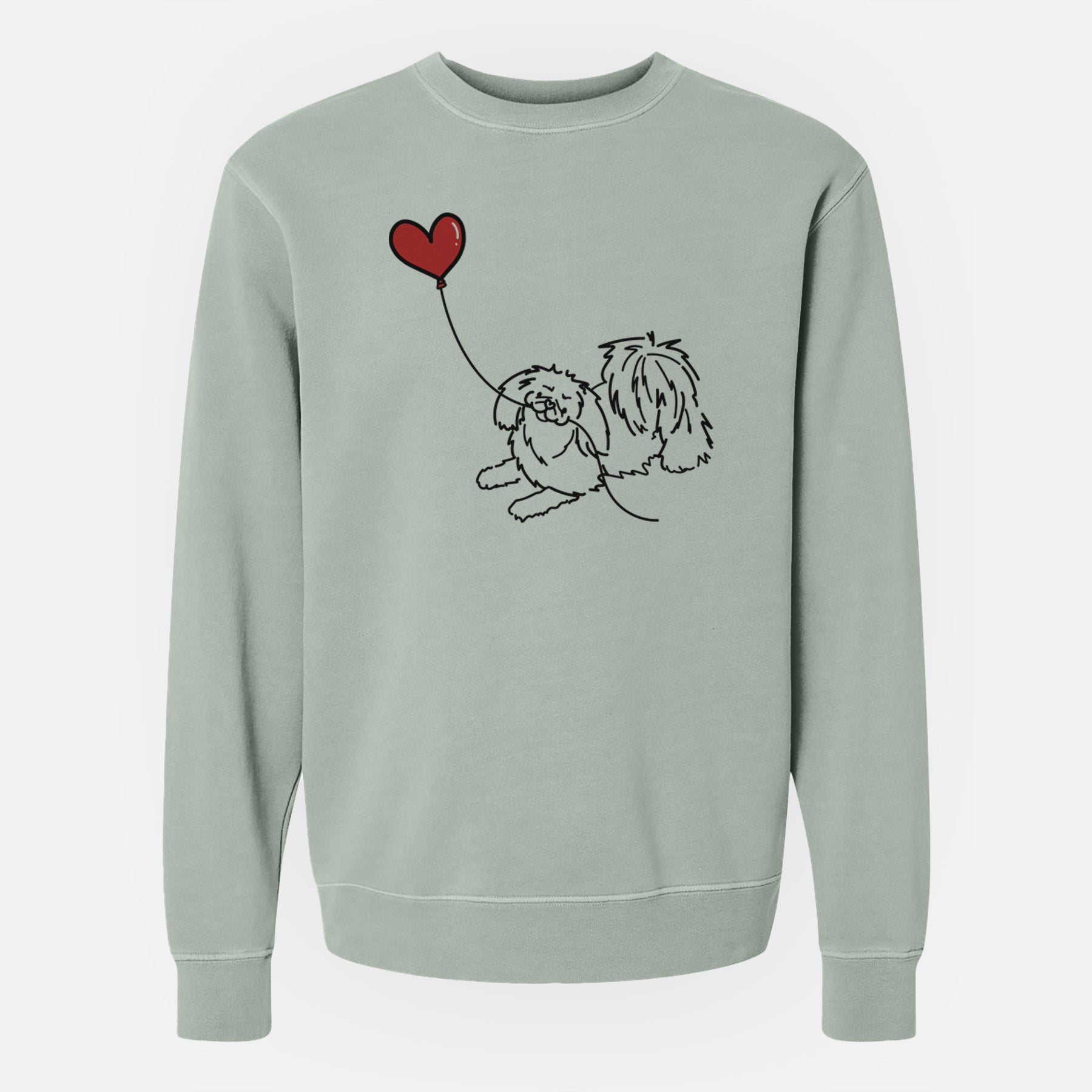 Pekingese Heart String - Unisex Pigment Dyed Crew Sweatshirt