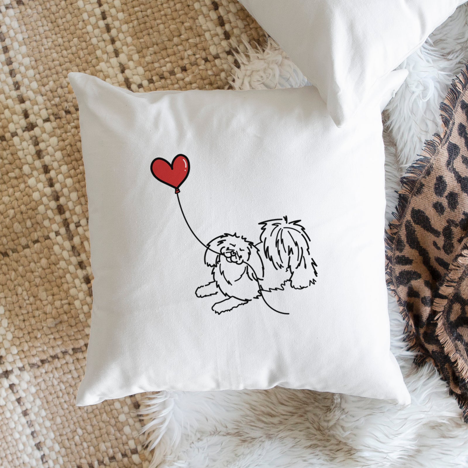 Pekingese Heart String - Throw Pillow Cover