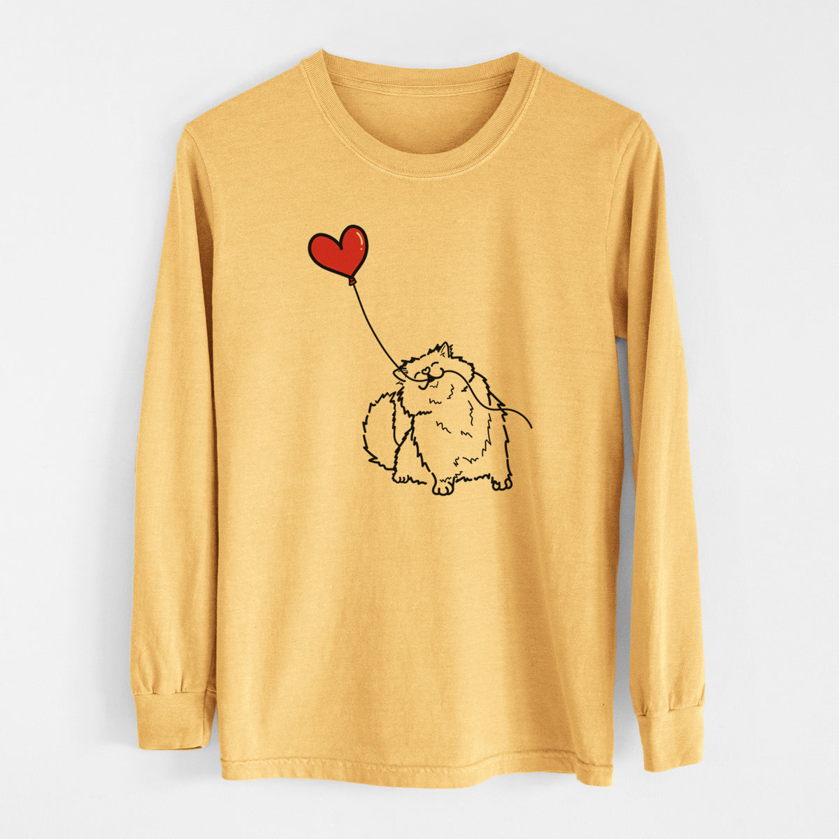 Persian Cat Heart String - Men&#39;s Heavyweight 100% Cotton Long Sleeve