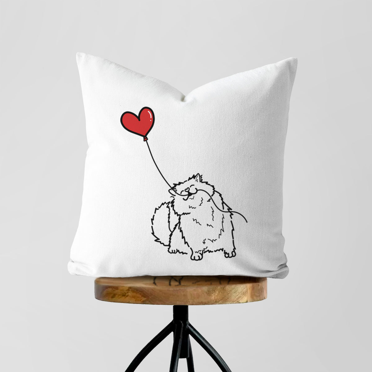 Persian Cat Heart String - Throw Pillow Cover