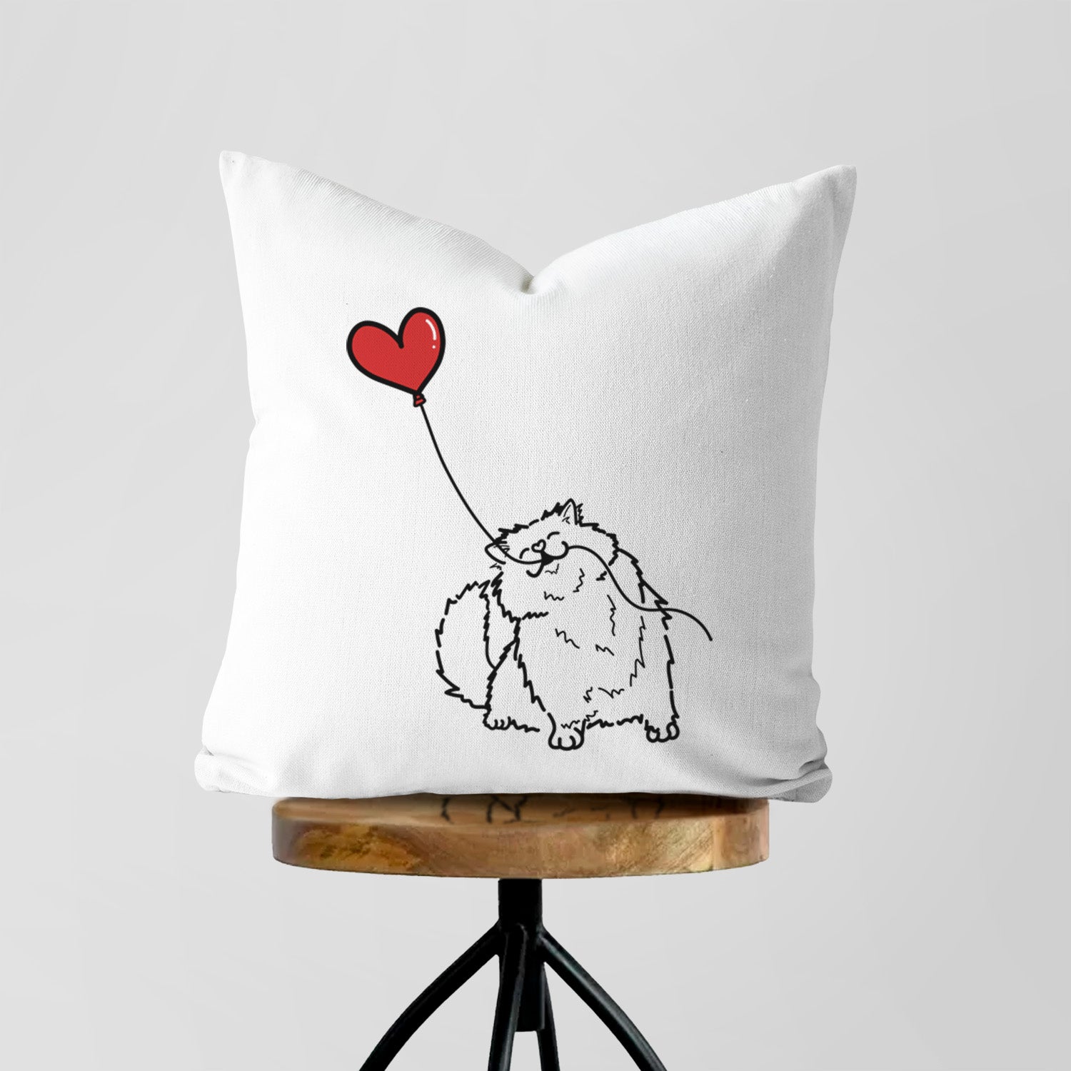Persian Cat Heart String - Throw Pillow Cover