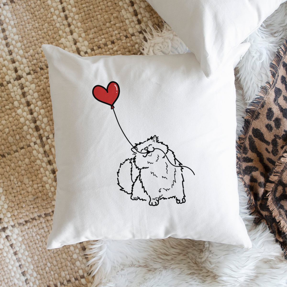 Persian Cat Heart String - Throw Pillow Cover