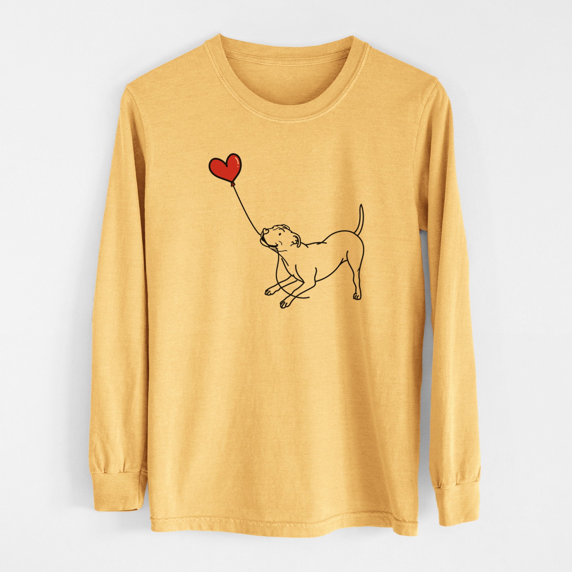 Pitbull Terrier Heart String - Men's Heavyweight 100% Cotton Long Sleeve