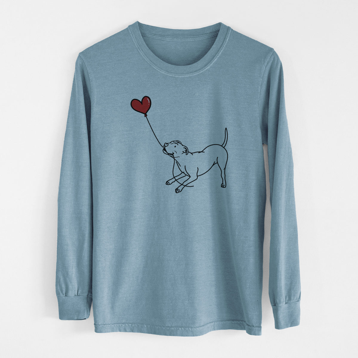 Pitbull Terrier Heart String - Men's Heavyweight 100% Cotton Long Sleeve