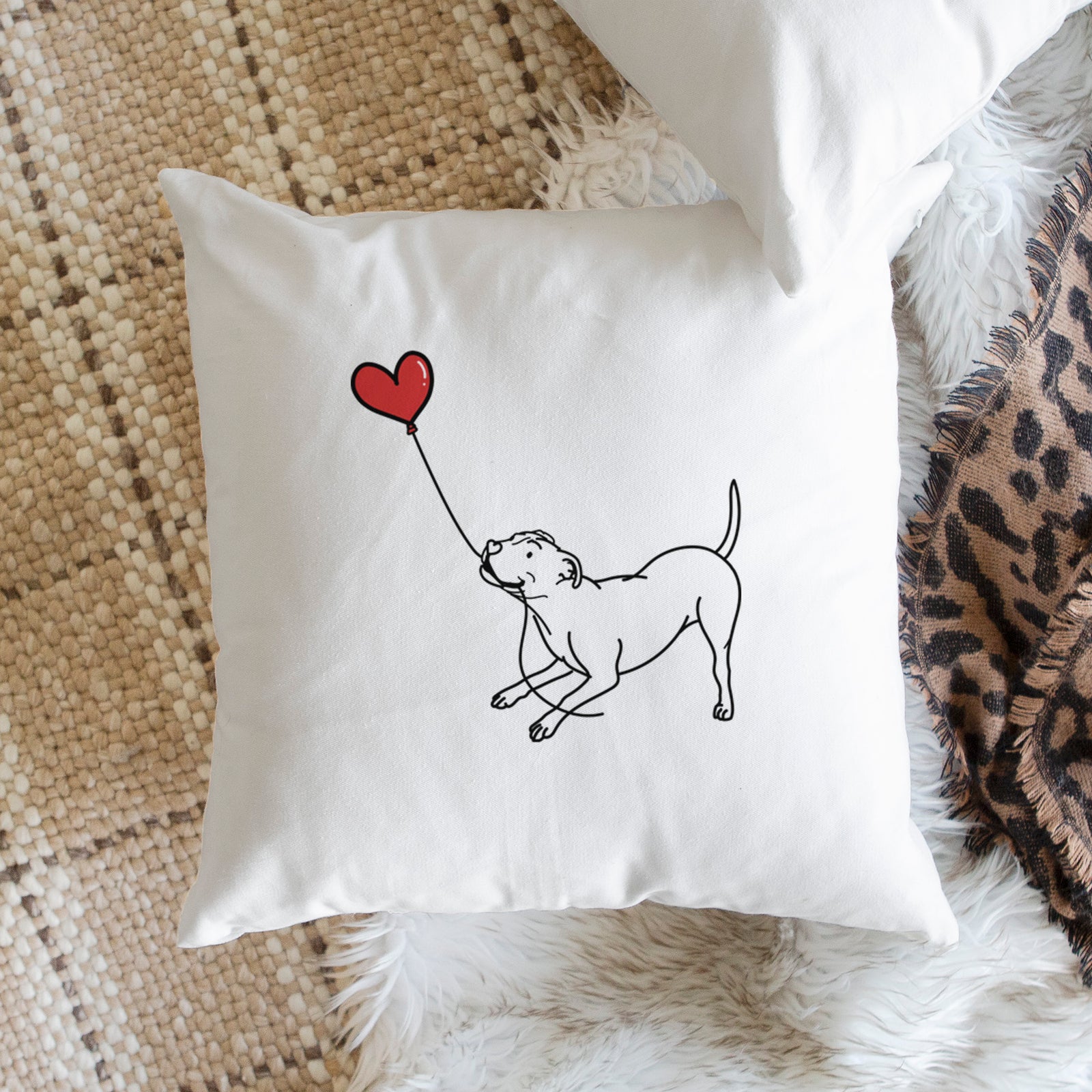 Pitbull Terrier Heart String - Throw Pillow Cover