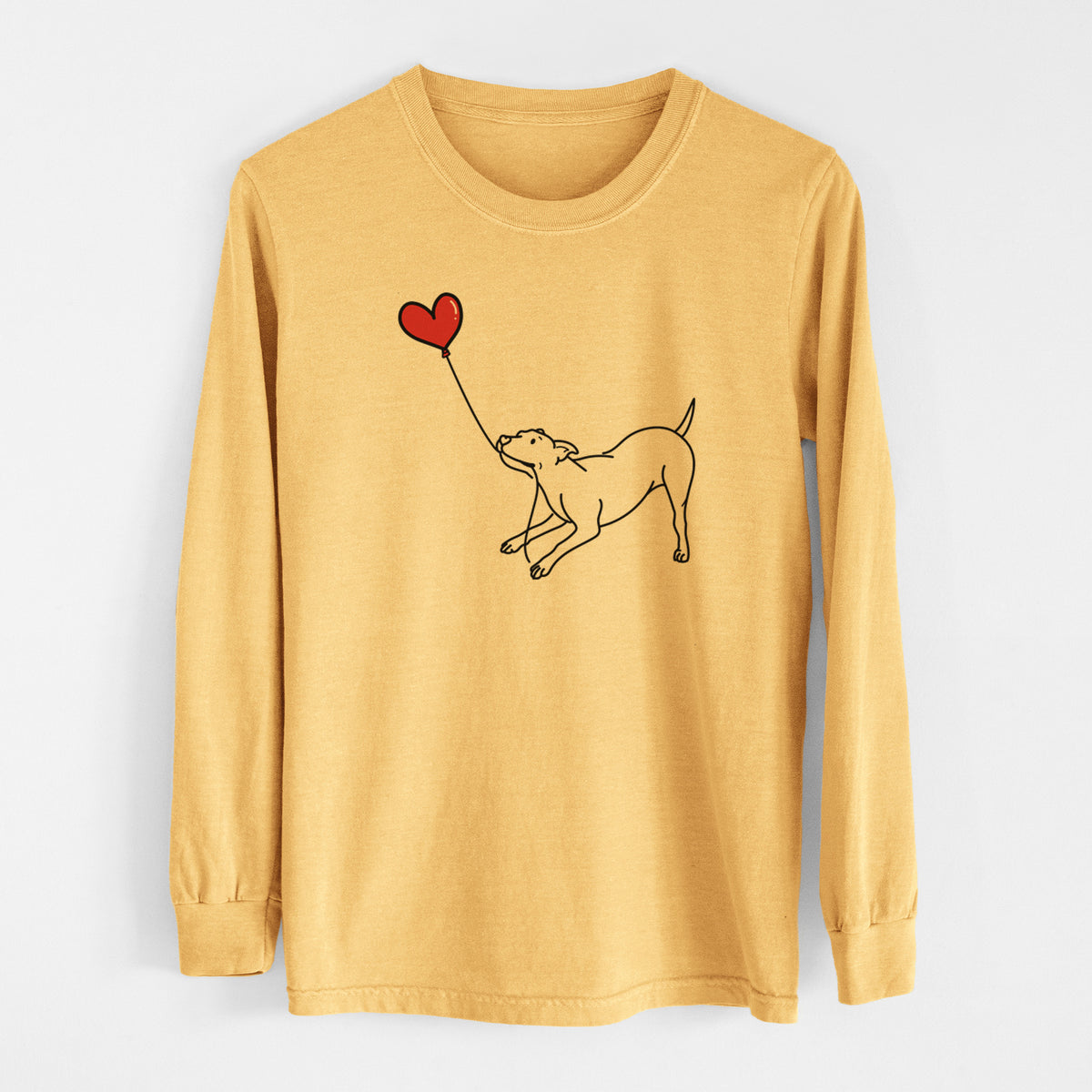 Pitbull Mix Heart String - Men&#39;s Heavyweight 100% Cotton Long Sleeve