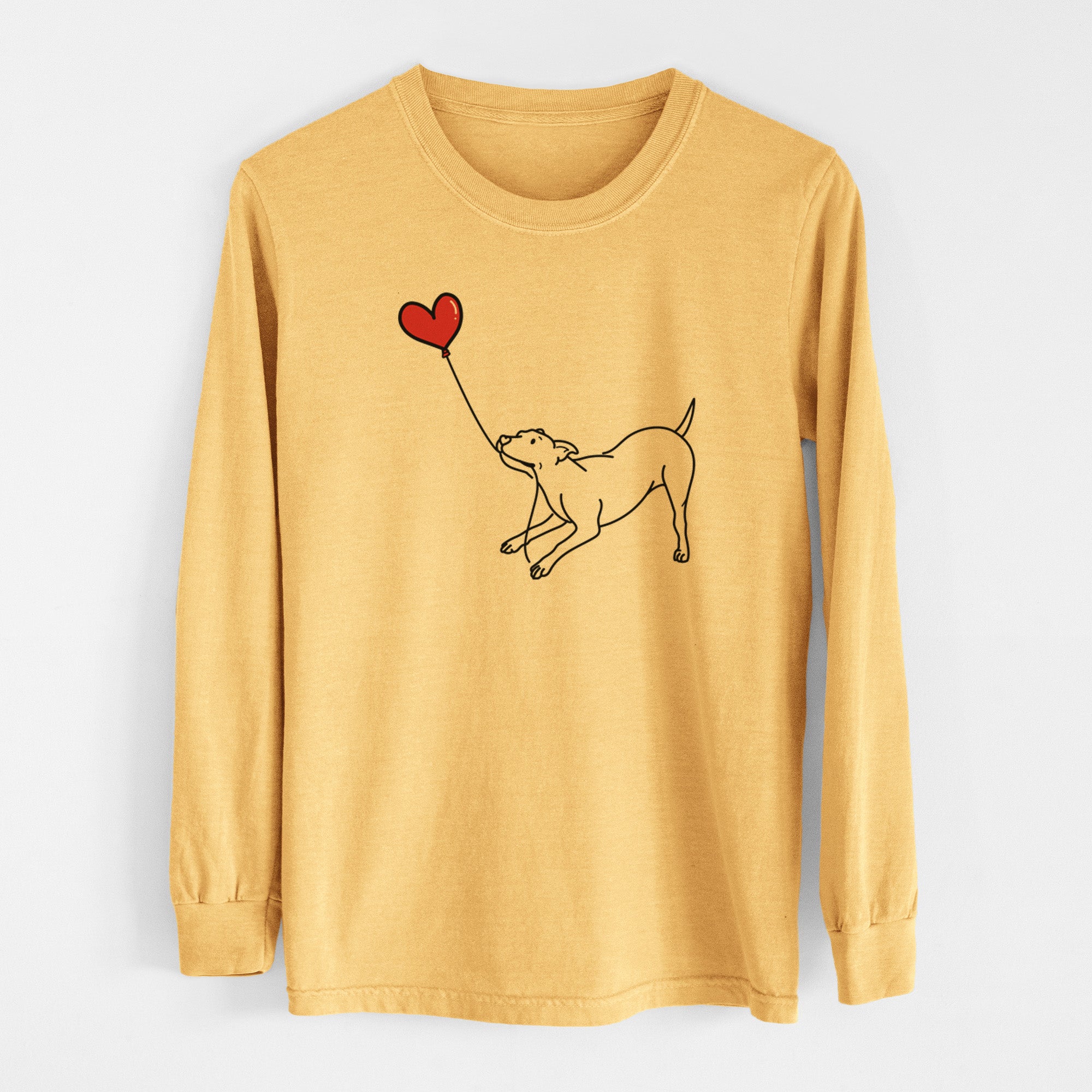 Pitbull Mix Heart String - Men's Heavyweight 100% Cotton Long Sleeve